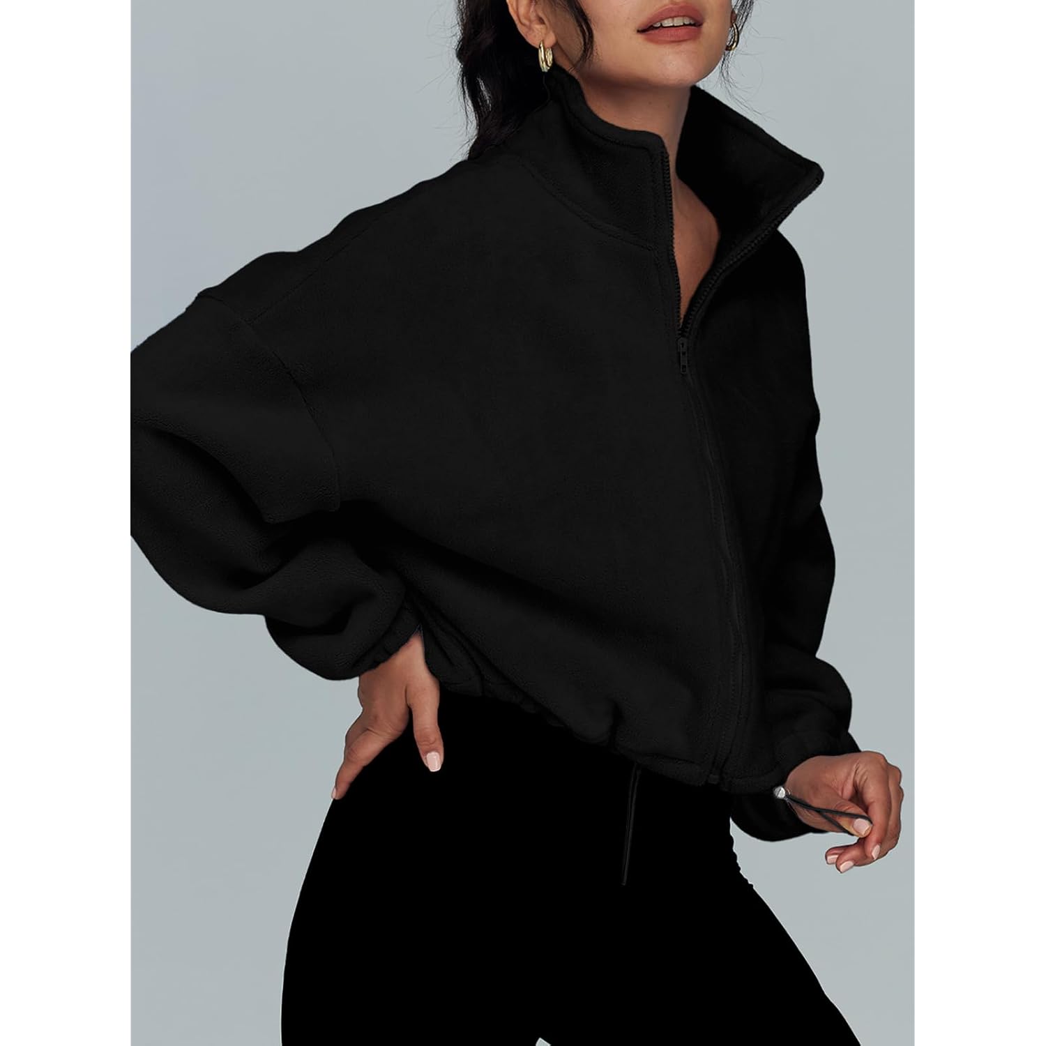 AUTOMET Dames fleece Jackets rits oversized sweatshirt Winter - Image 3