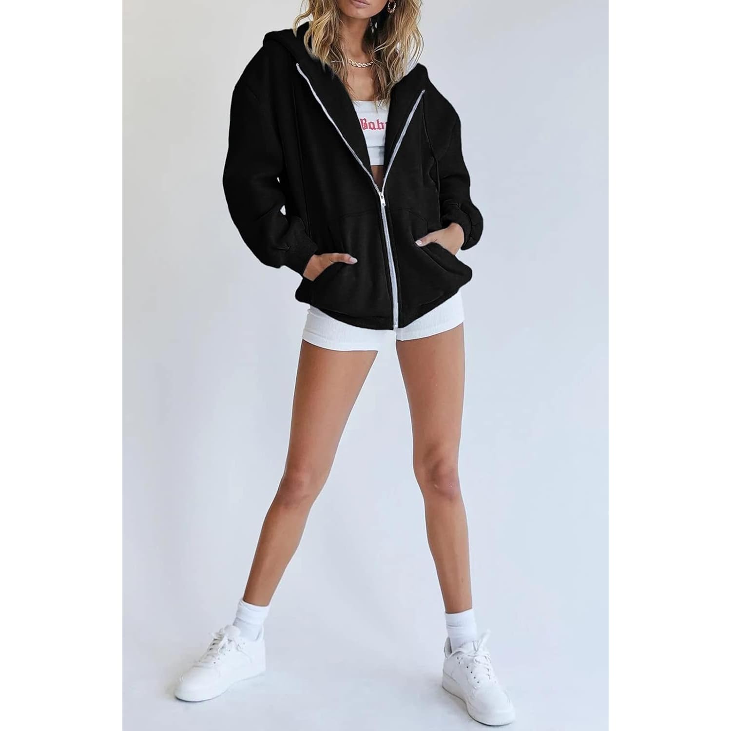 PRETTYGARDEN Dames 2025 rits Y2K hoodie Casual Long - Image 5