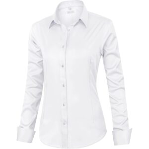 Siliteelon Dames Classic-Fit Dress shirt lange mouw doorknoop