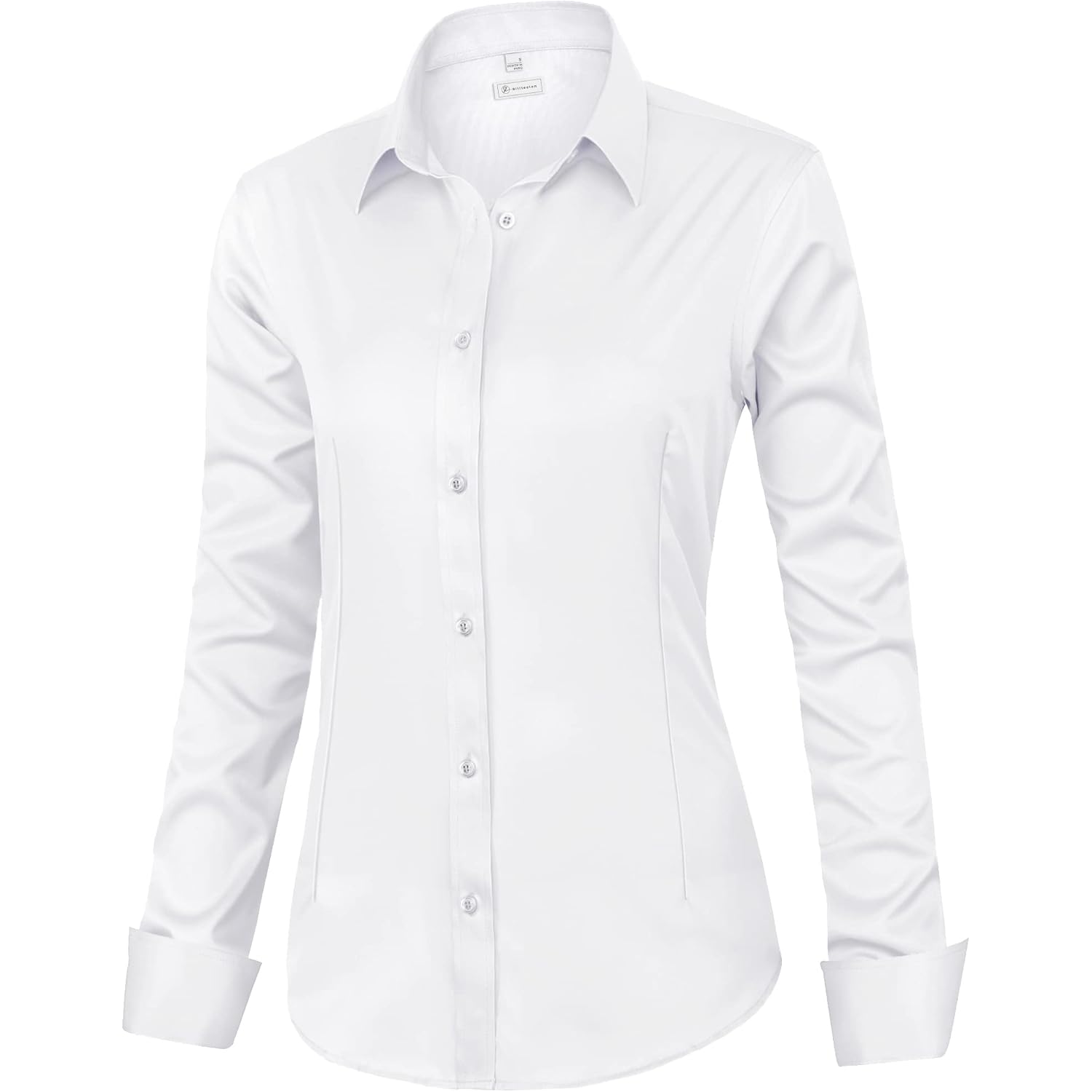 Siliteelon Dames Classic-Fit Dress shirt lange mouw doorknoop