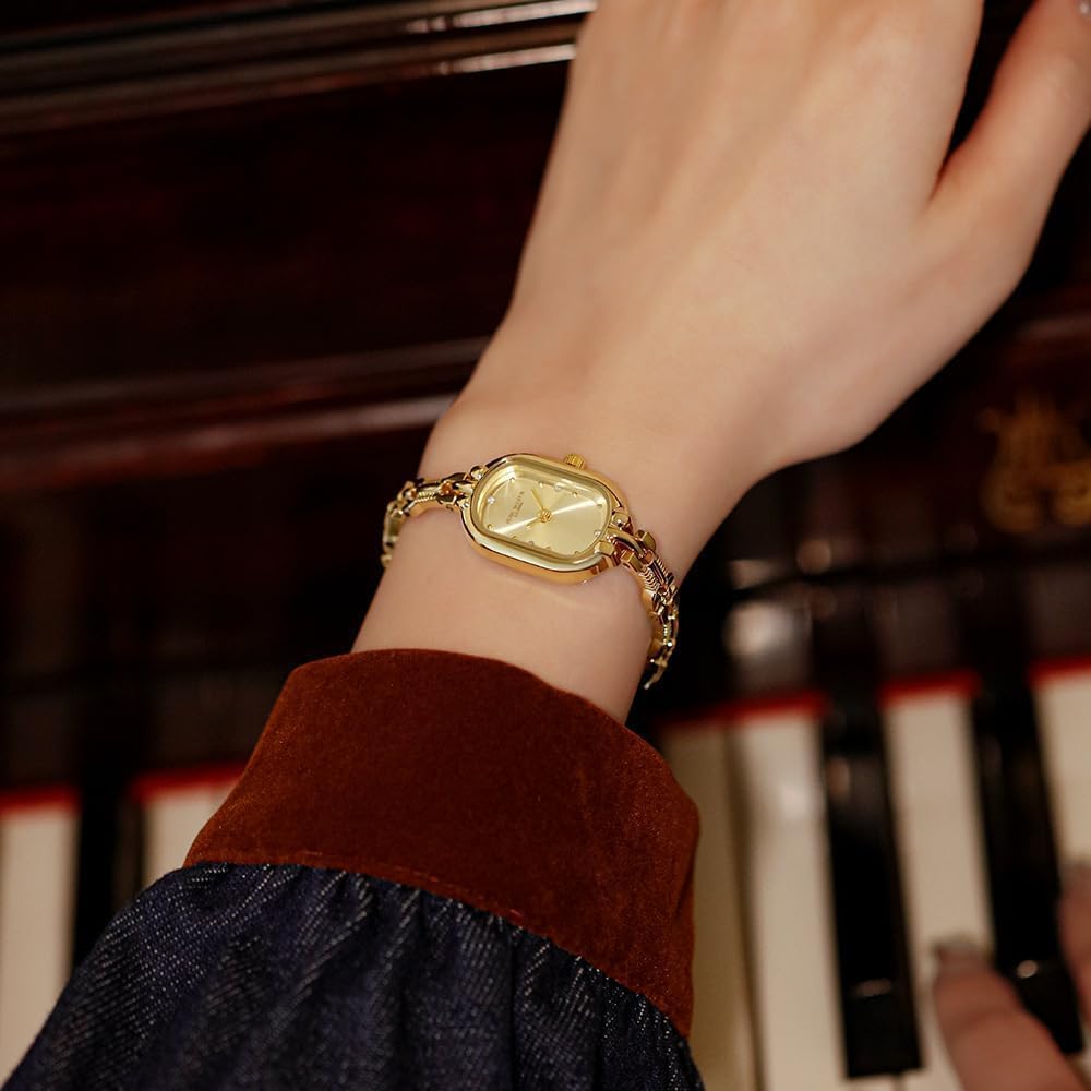 CARLIEN Dames Vintage Petite schakelband goud Dainty horloge - Image 4