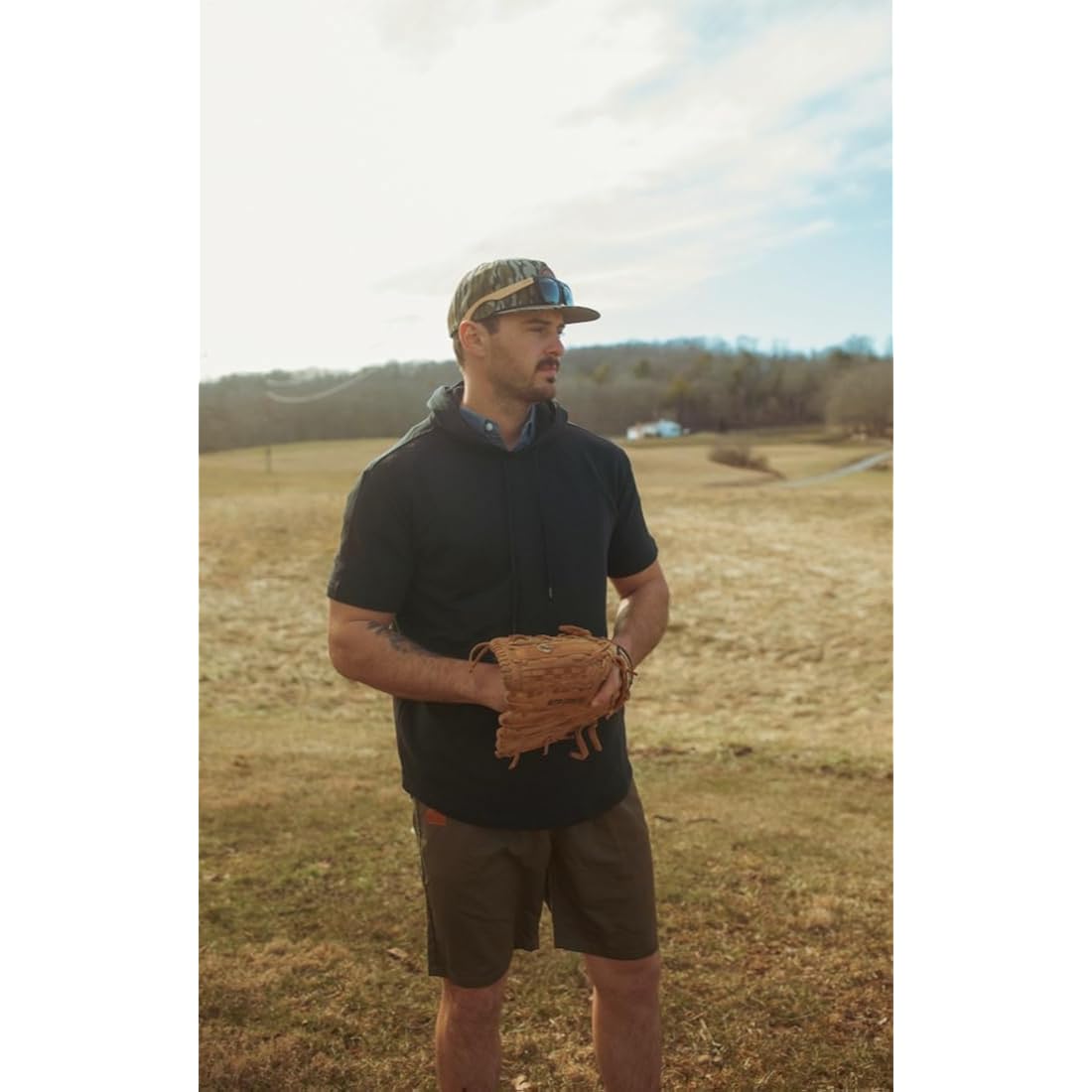 Heren Hoodie Lightweight Soft Cotton Moisture Wicking Kangaroo Pocket Short Sleeve Hoodie - Image 4