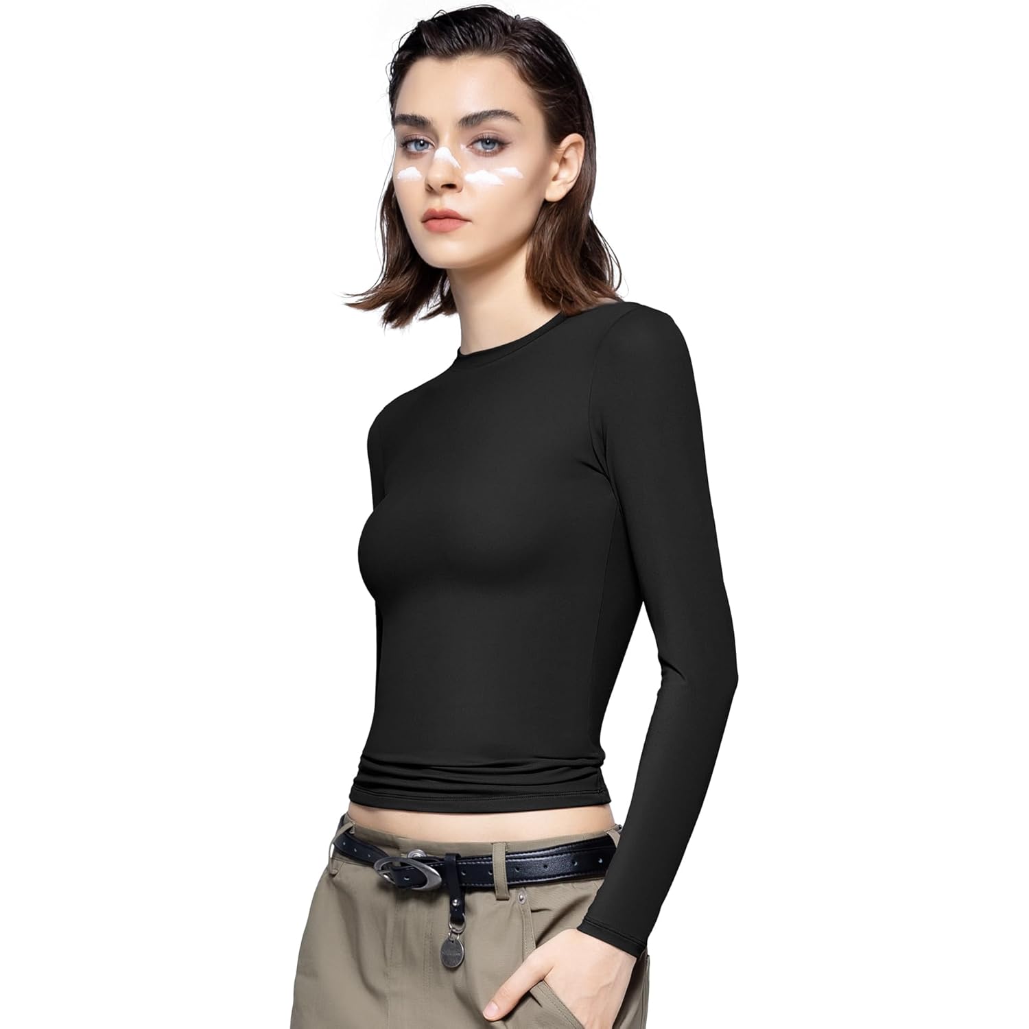 PUMIEY Dames lange mouw T shirt ronde hals - Image 3