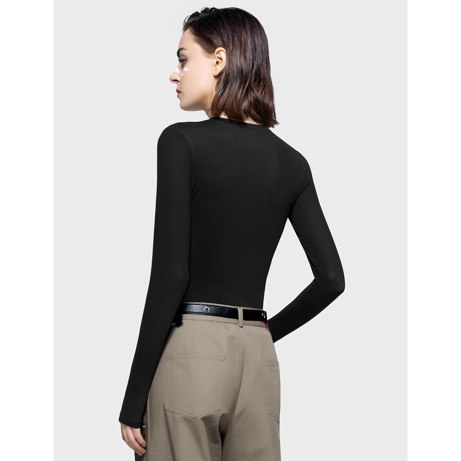 PUMIEY Dames lange mouw T shirt ronde hals - Image 4