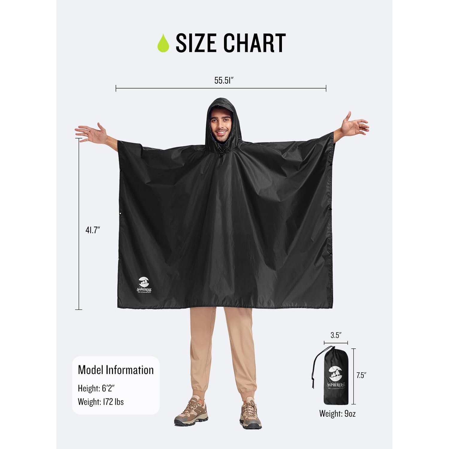 SaphiRose capuchon regen Poncho waterdicht regenjas jas for - Image 7