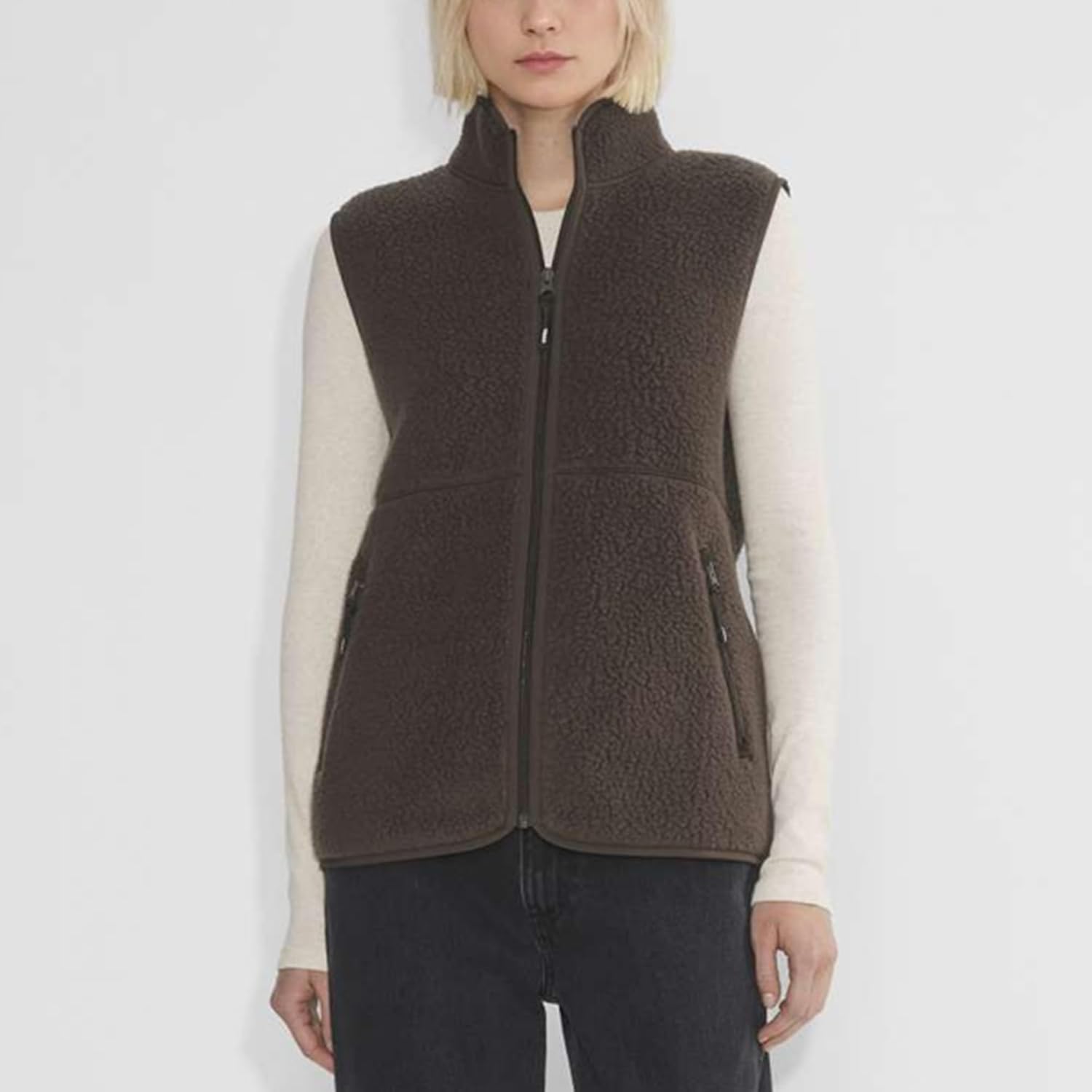 Hixiaohe Sherpa fleece bodywarmer for Dames Trendy Warm - Image 3