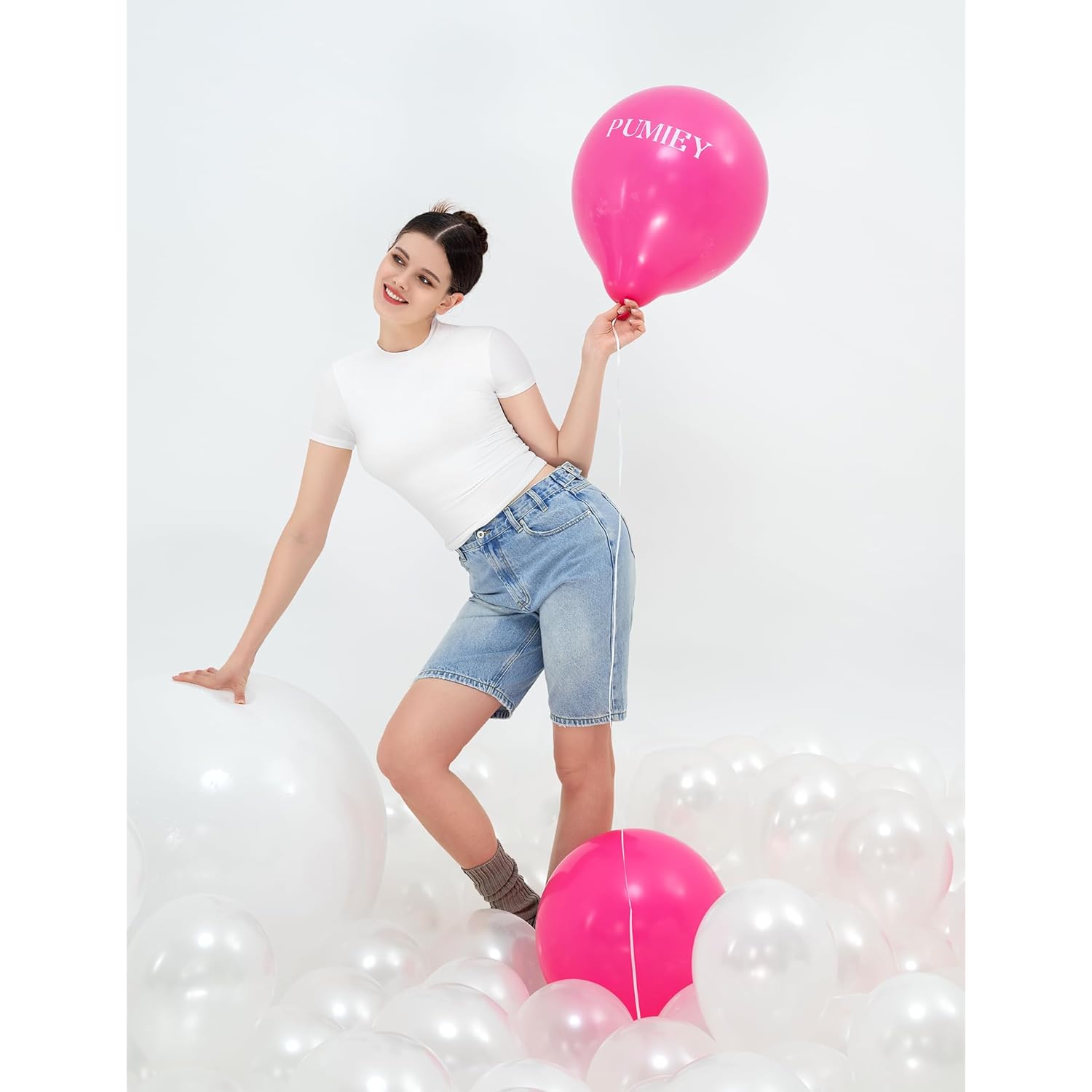 PUMIEY Dames ronde hals korte mouw top Double - Image 5