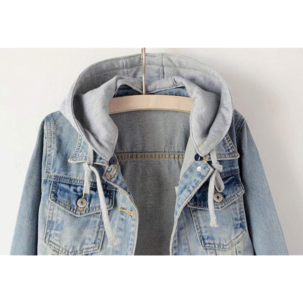 LifeShe Dames Casual Detachable Hoodie Denim jas - Image 3