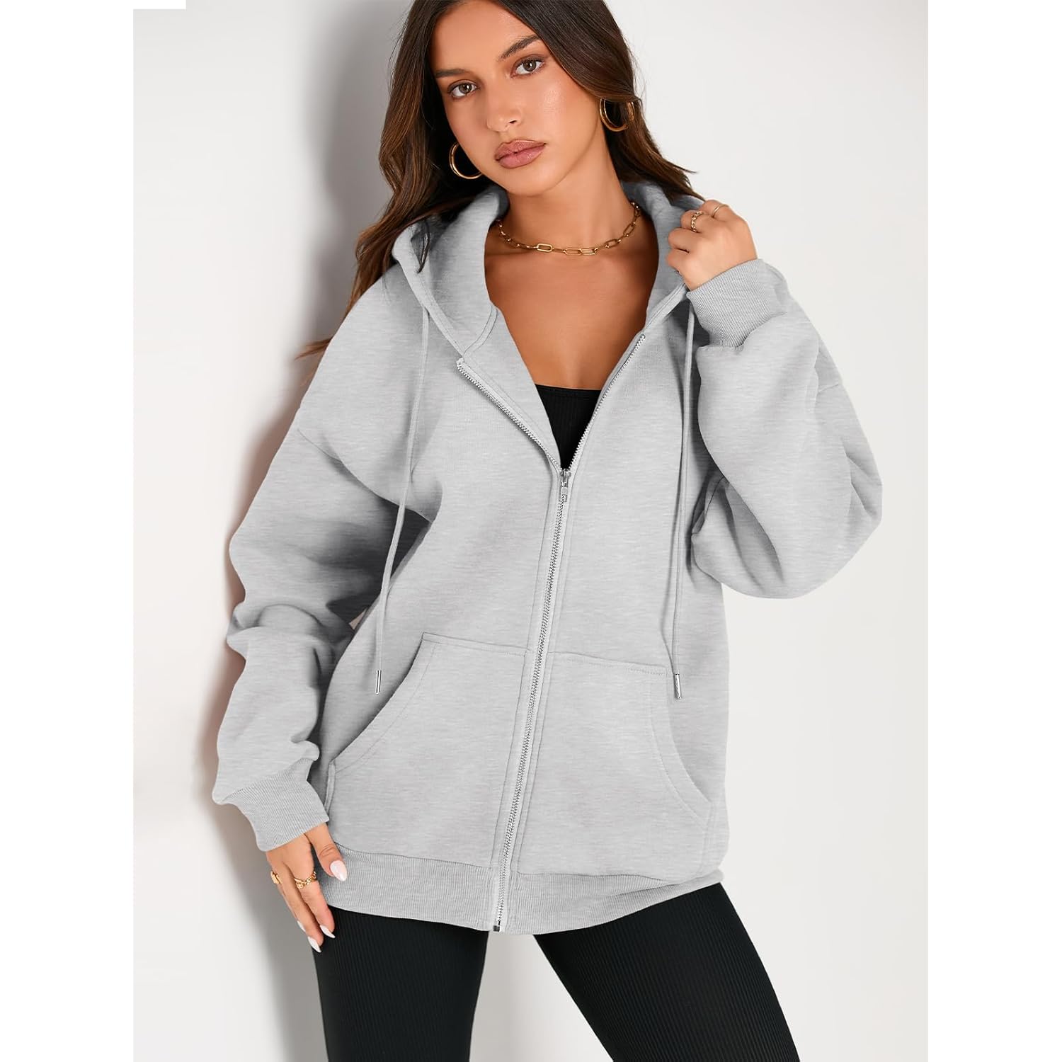 EFAN Dames trekkoord rits Cute hoodie Fall Jacket - Image 4