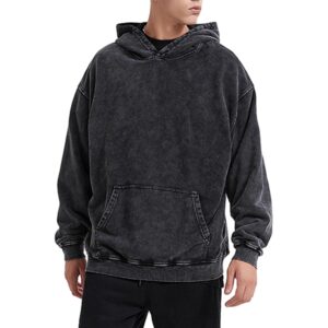 Heren oversized Hoodie Heren Vintage Cotton Casual Hooded sweatshirt Trendy Baggy basic