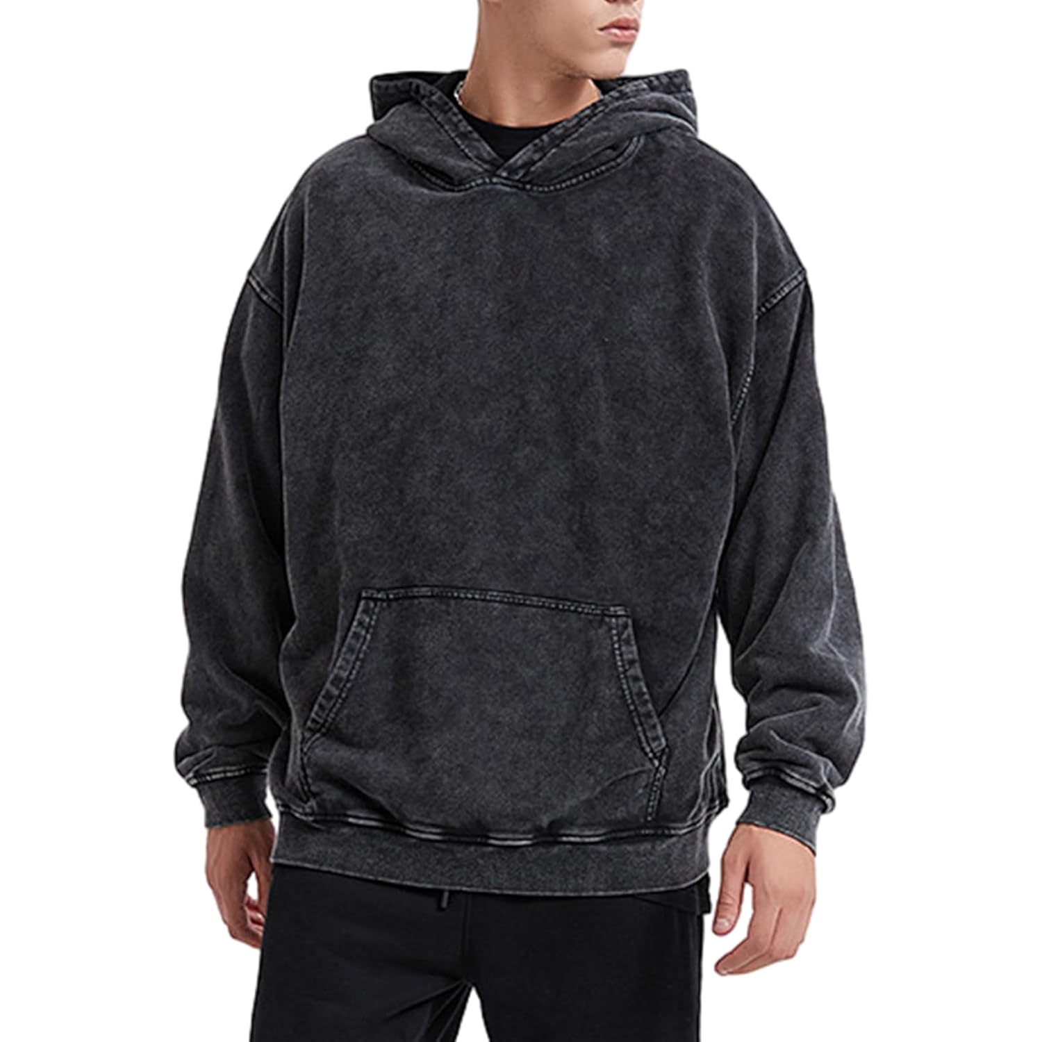 Heren oversized Hoodie Heren Vintage Cotton Casual Hooded sweatshirt Trendy Baggy basic