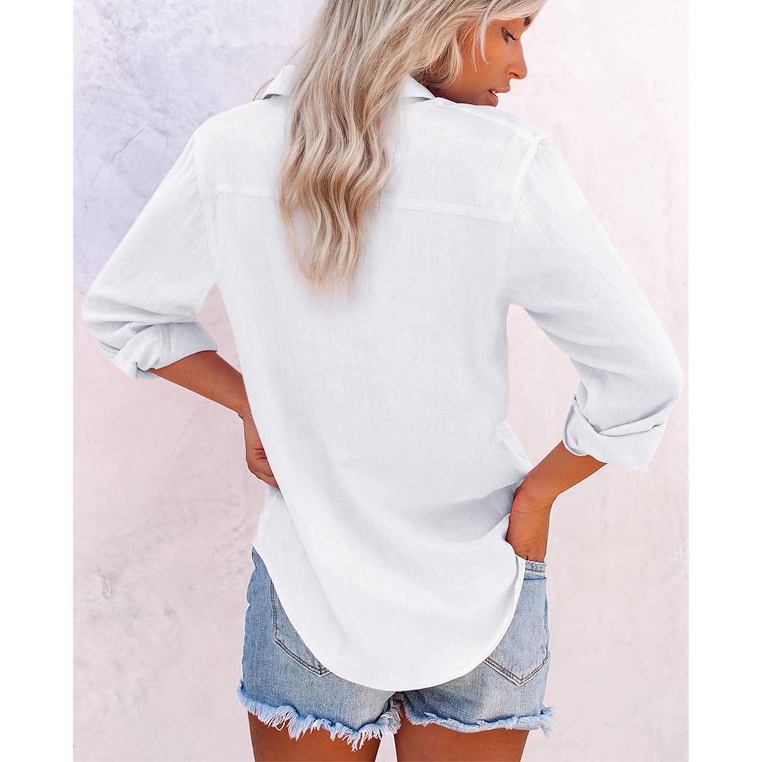 Dames doorknoop shirt katoen Dress shirt Oxford shirt - Image 3