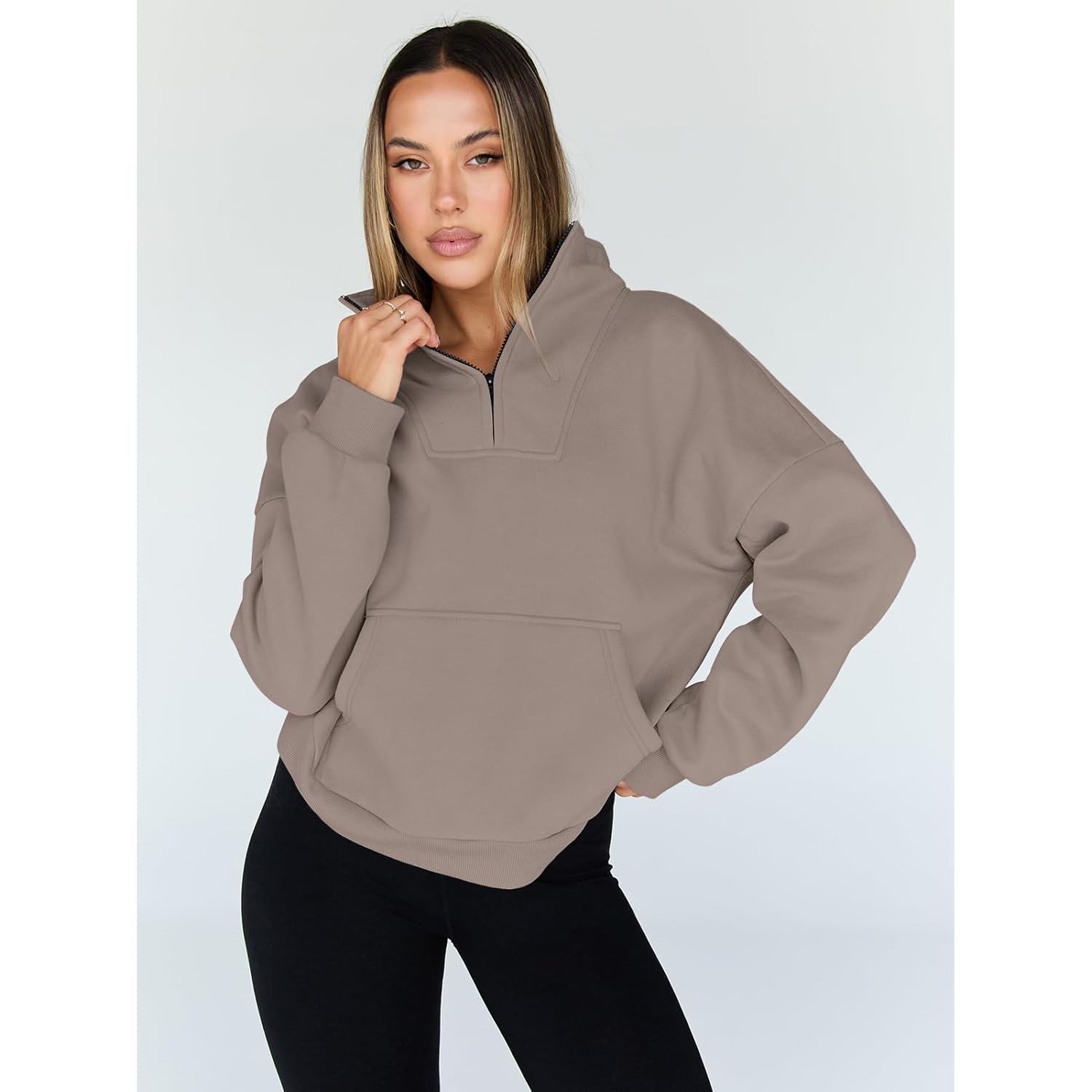Trendy Queen Dames sweatshirt Quarter halve rits pullover - Image 2