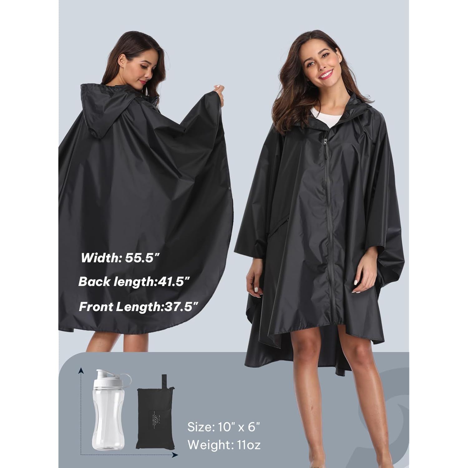 SaphiRose Unisex regen Poncho regenjas capuchon for Adults - Image 5