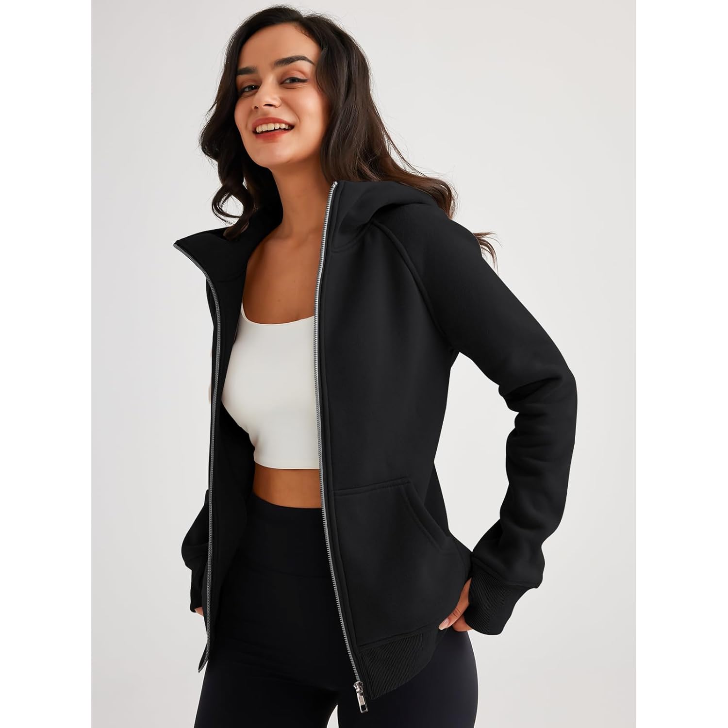 Trendy Queen Dames rits hoodie fleece Jackets oversized - Image 6