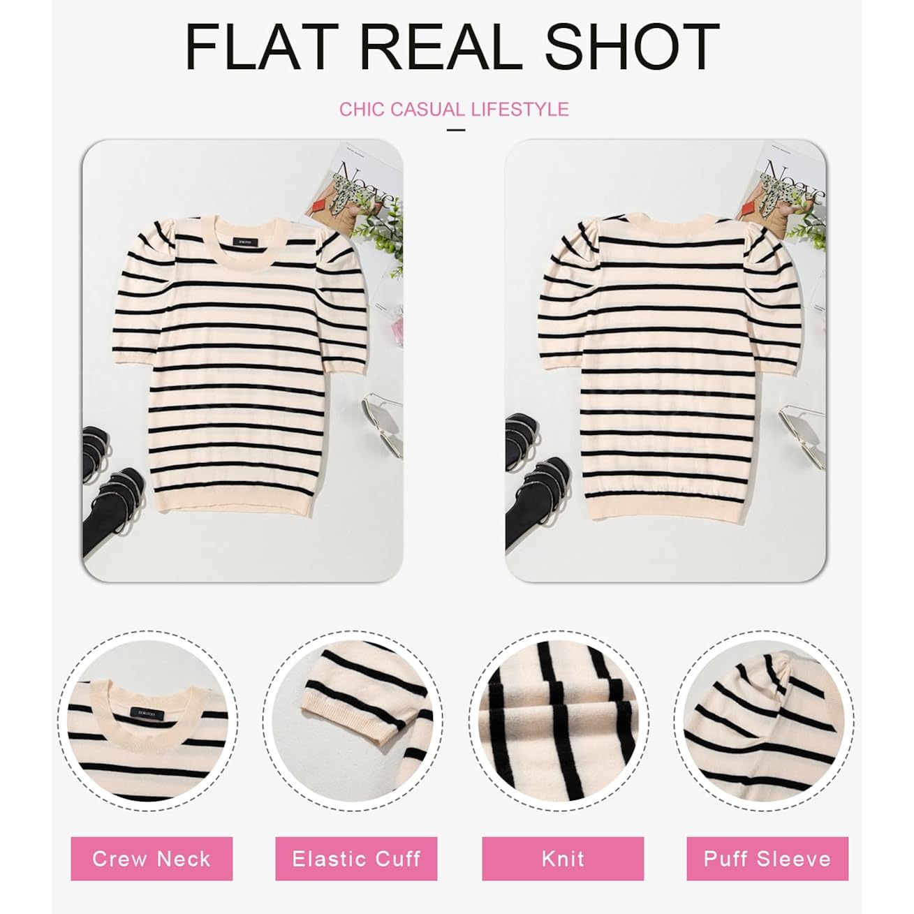 Dokotoo Dames Short Puff Sleeve Knit top 2025 - Image 3