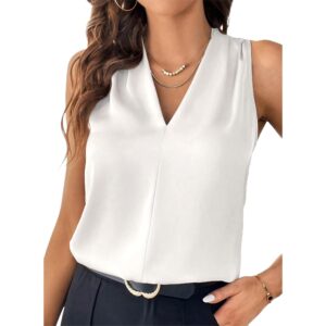 EVALESS Dames Pleated tanktop V Neck Casual mouwloos