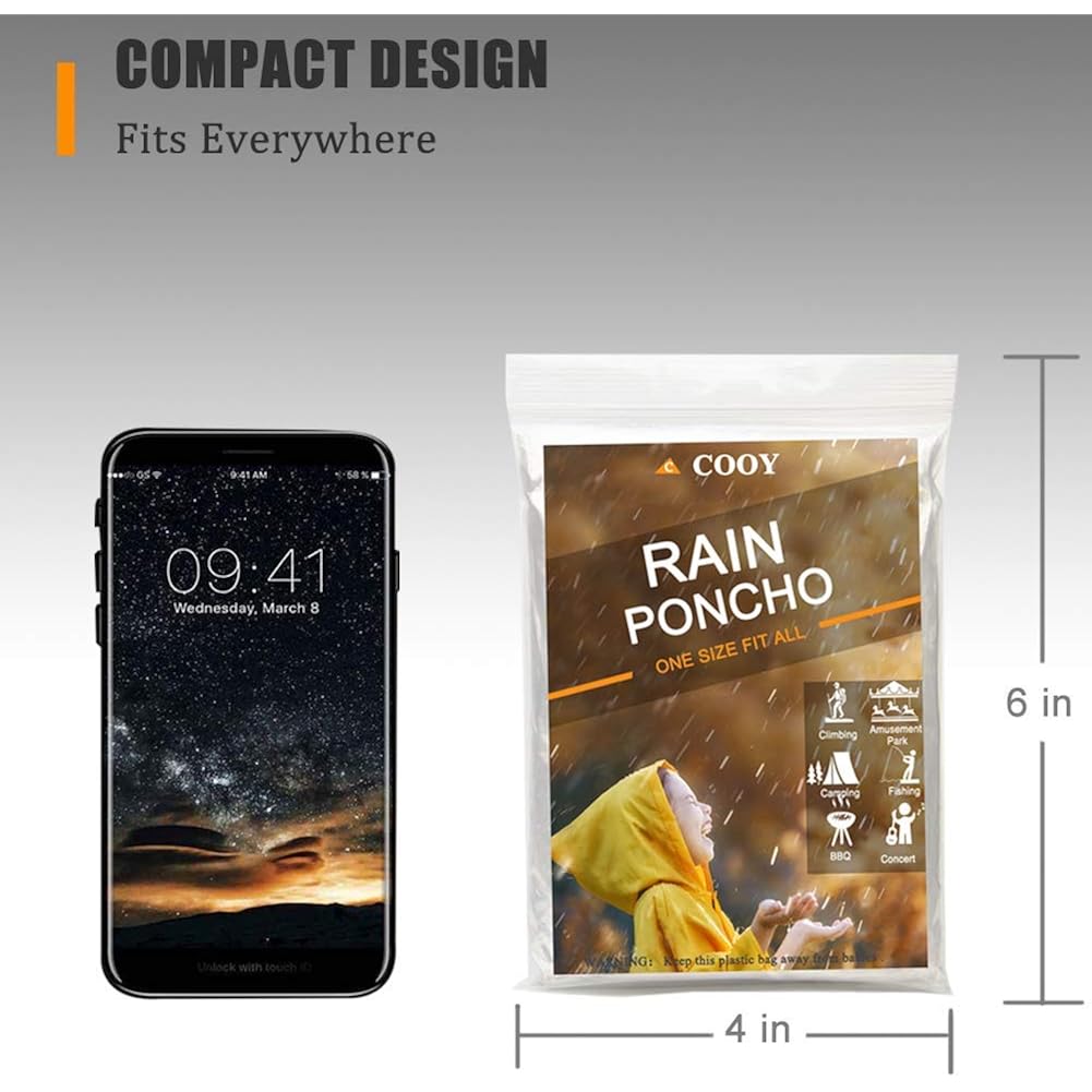 Regen Ponchos,with Drawstring capuchon (10 Pack) Emergency Disposable - Image 2