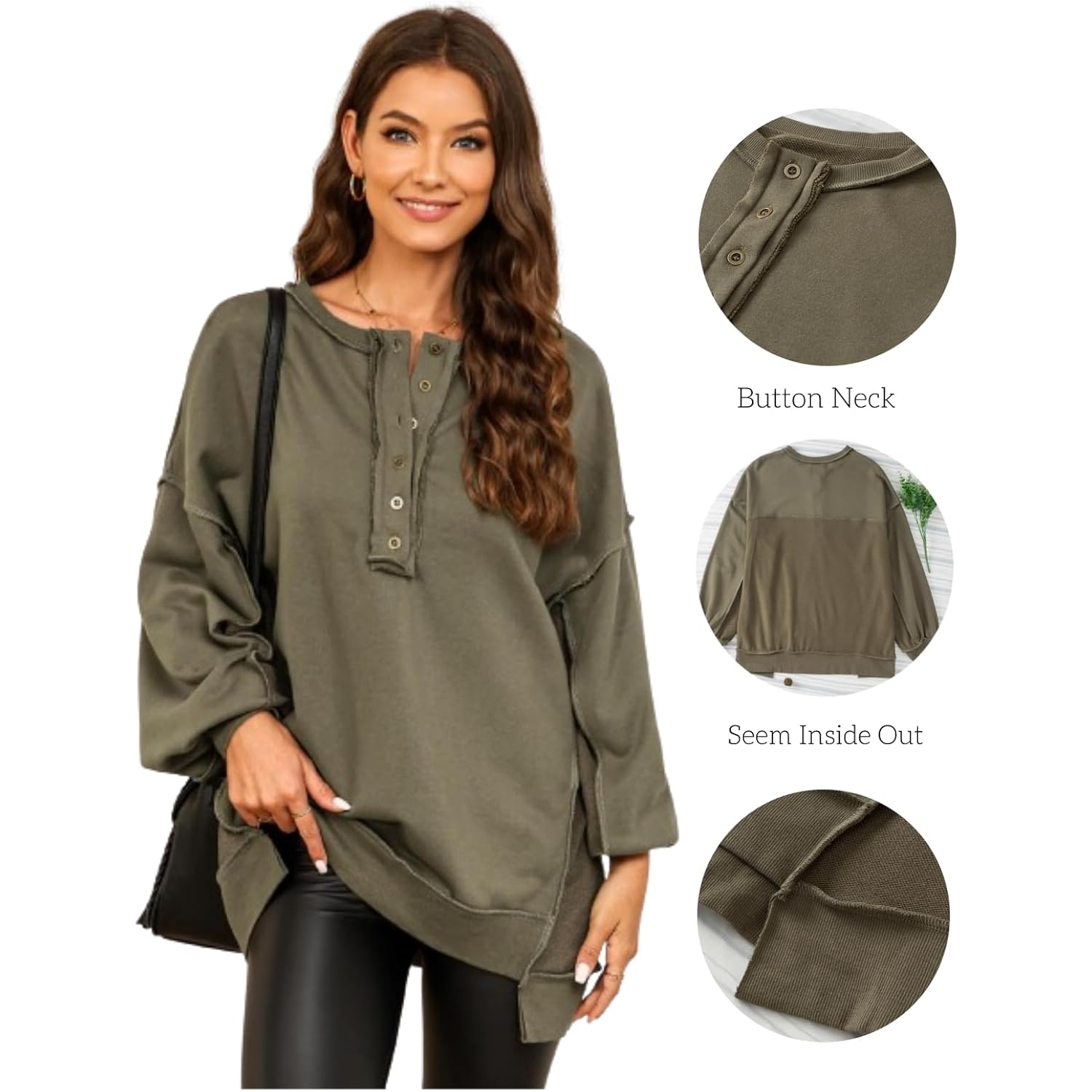 AlvaQ sweatshirt for Dames oversized Casual Long Sleeve - Image 5