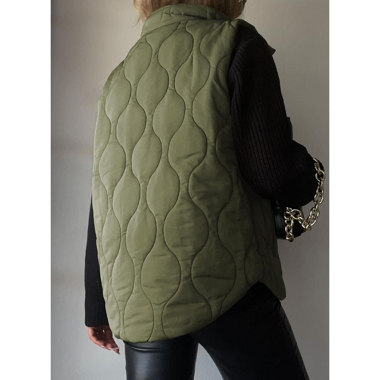 EVALESS Cropped puffer bodywarmer Dames lichtgewicht gequilt Stand - Image 4