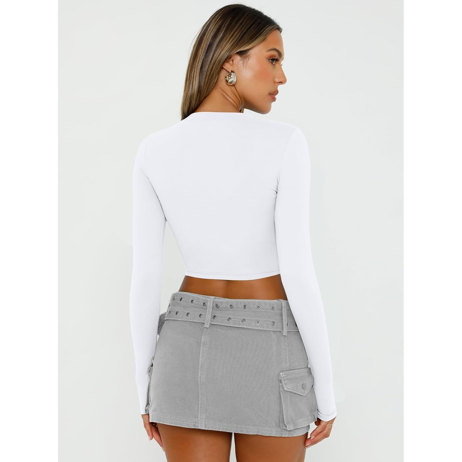 Trendy Queen Dames lange mouw Crop top Basic - Image 4