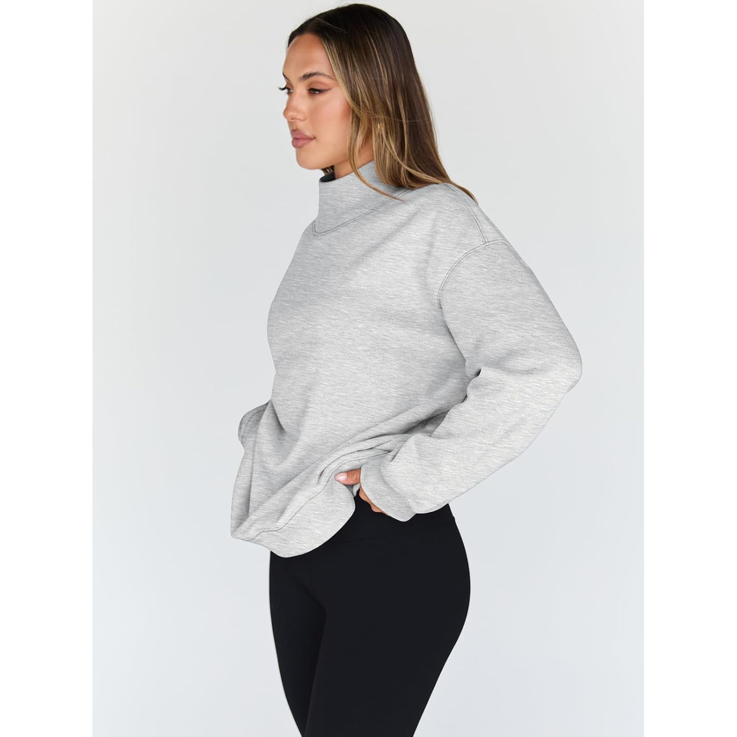Trendy Queen Dames oversized sweatshirt Turtleneck pullover Long - Image 3