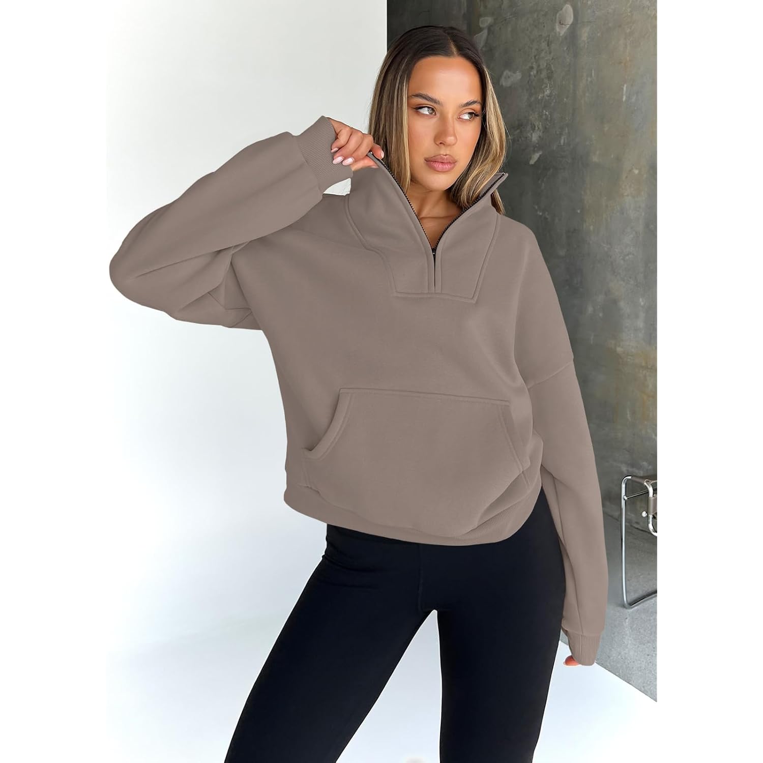 Trendy Queen Dames sweatshirt Quarter halve rits pullover - Image 5