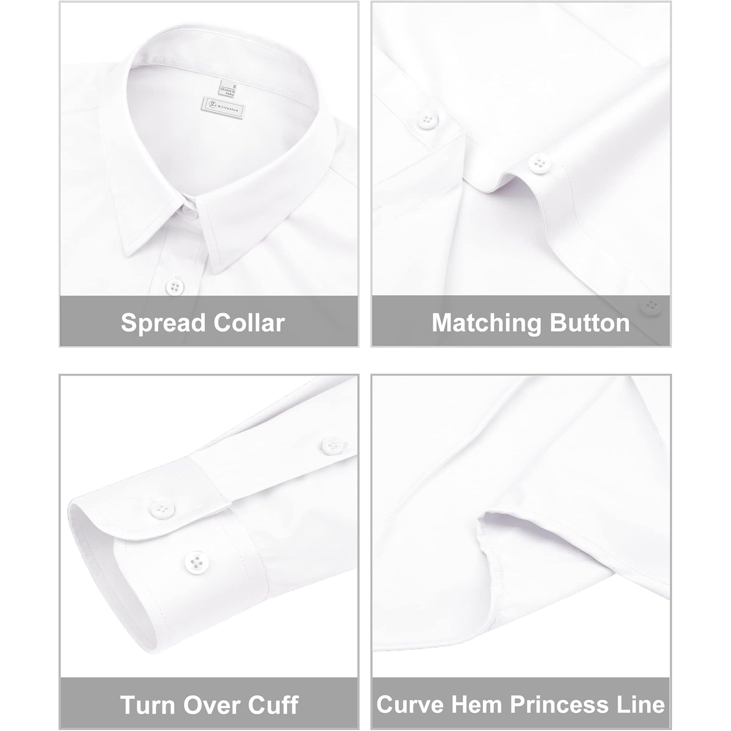 Siliteelon Dames Classic-Fit Dress shirt lange mouw doorknoop - Image 2