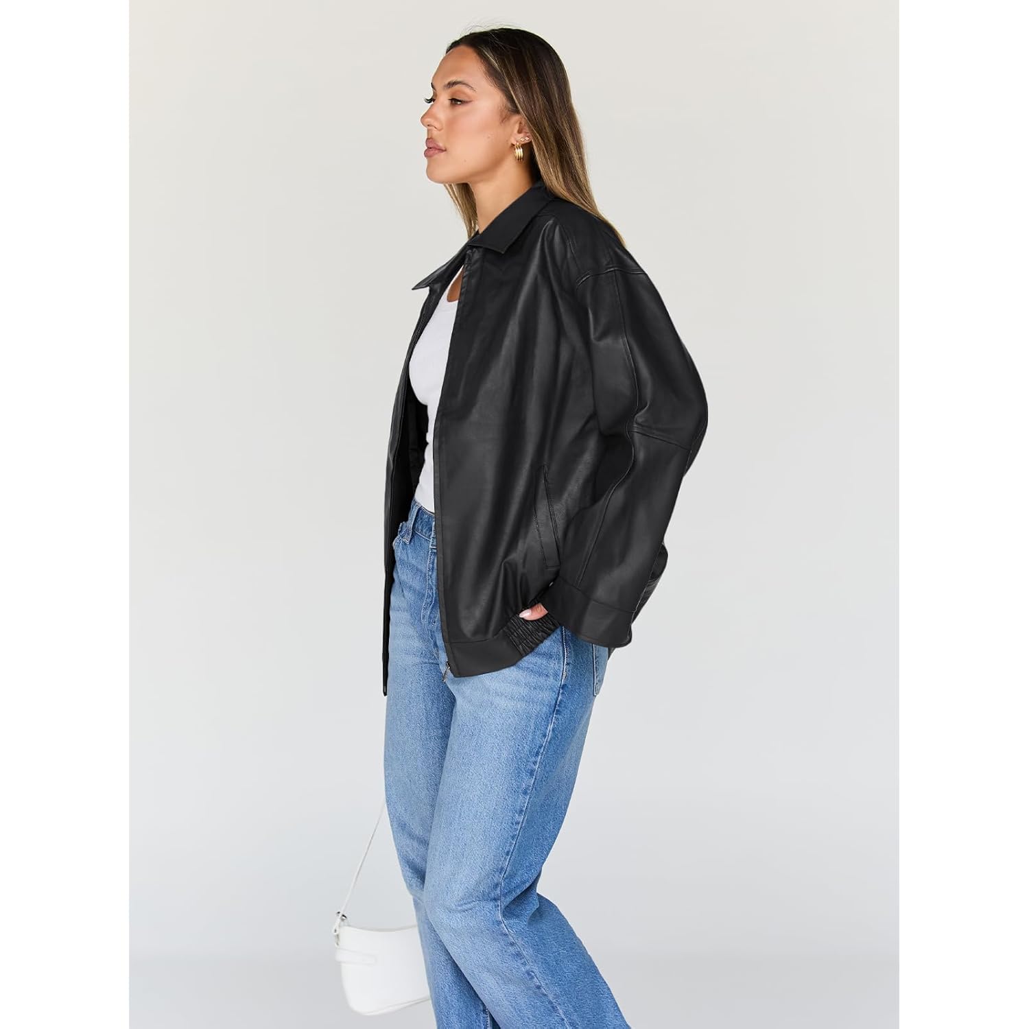 Trendy Queen Dames Leather jas oversized Faux Motorcycle - Image 3