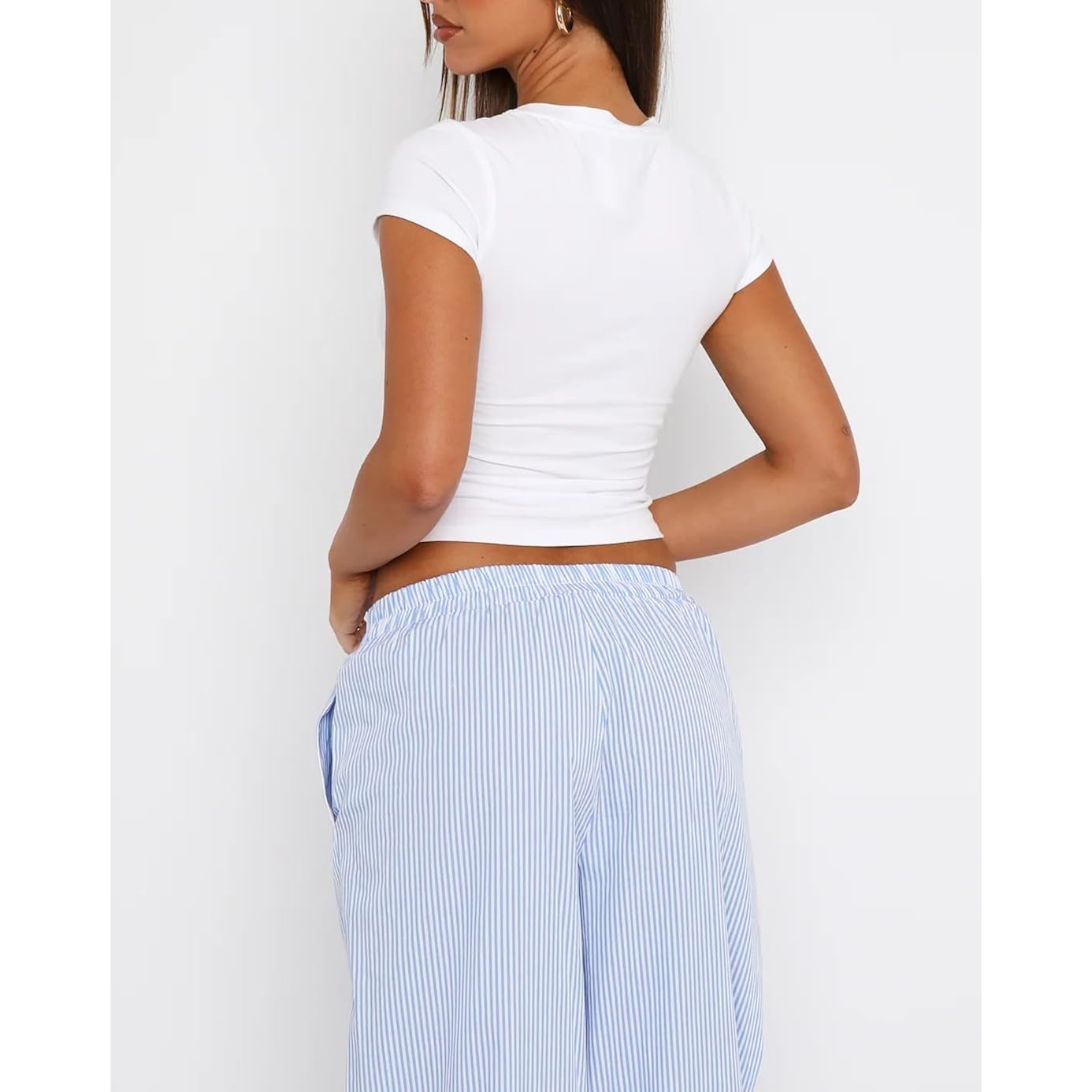 Dames Basic Summer korte mouw Crewneck T-shirt Y2K - Image 6