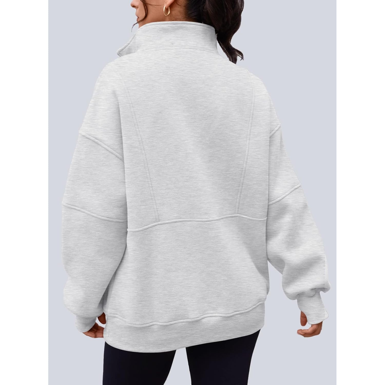 AUTOMET Dames Quarter Zip oversized sweatshirt Teen fleece - Image 3