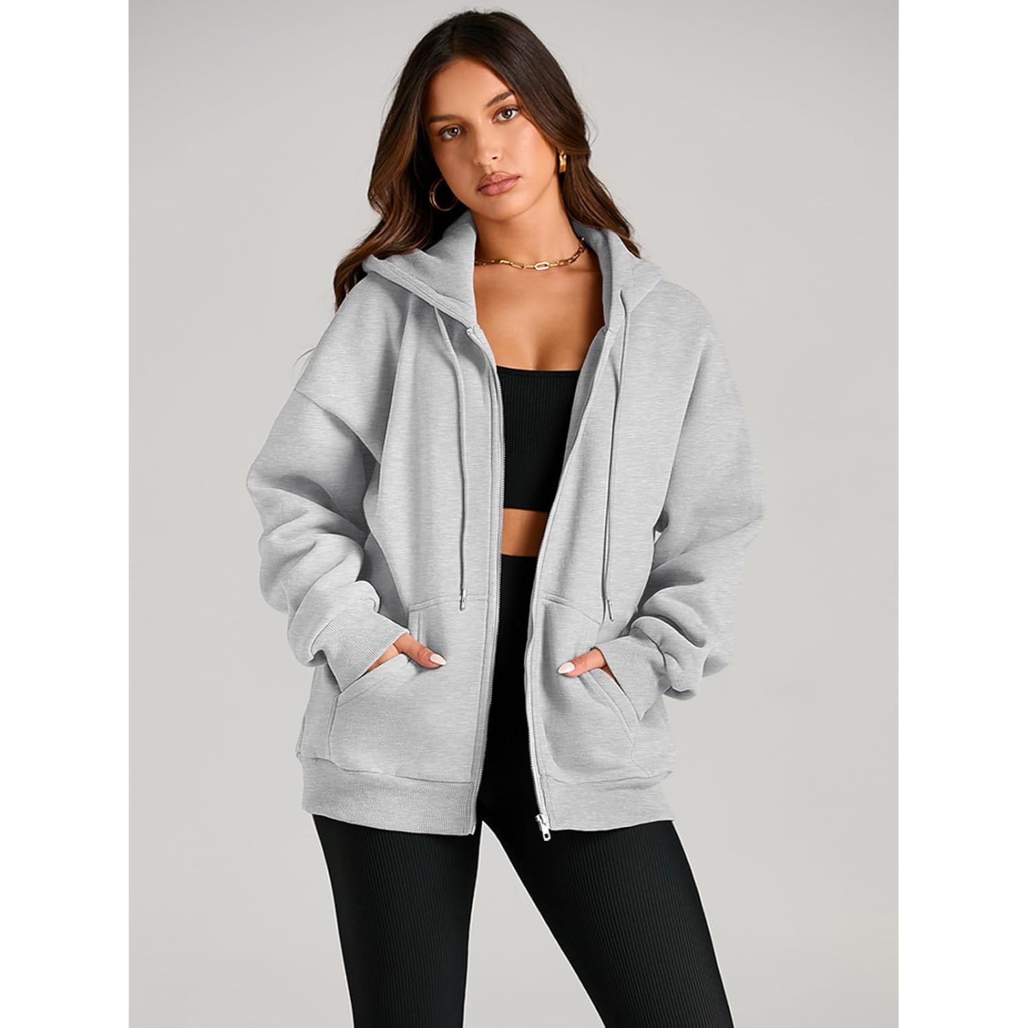 EFAN Dames trekkoord rits Cute hoodie Fall Jacket - Image 2