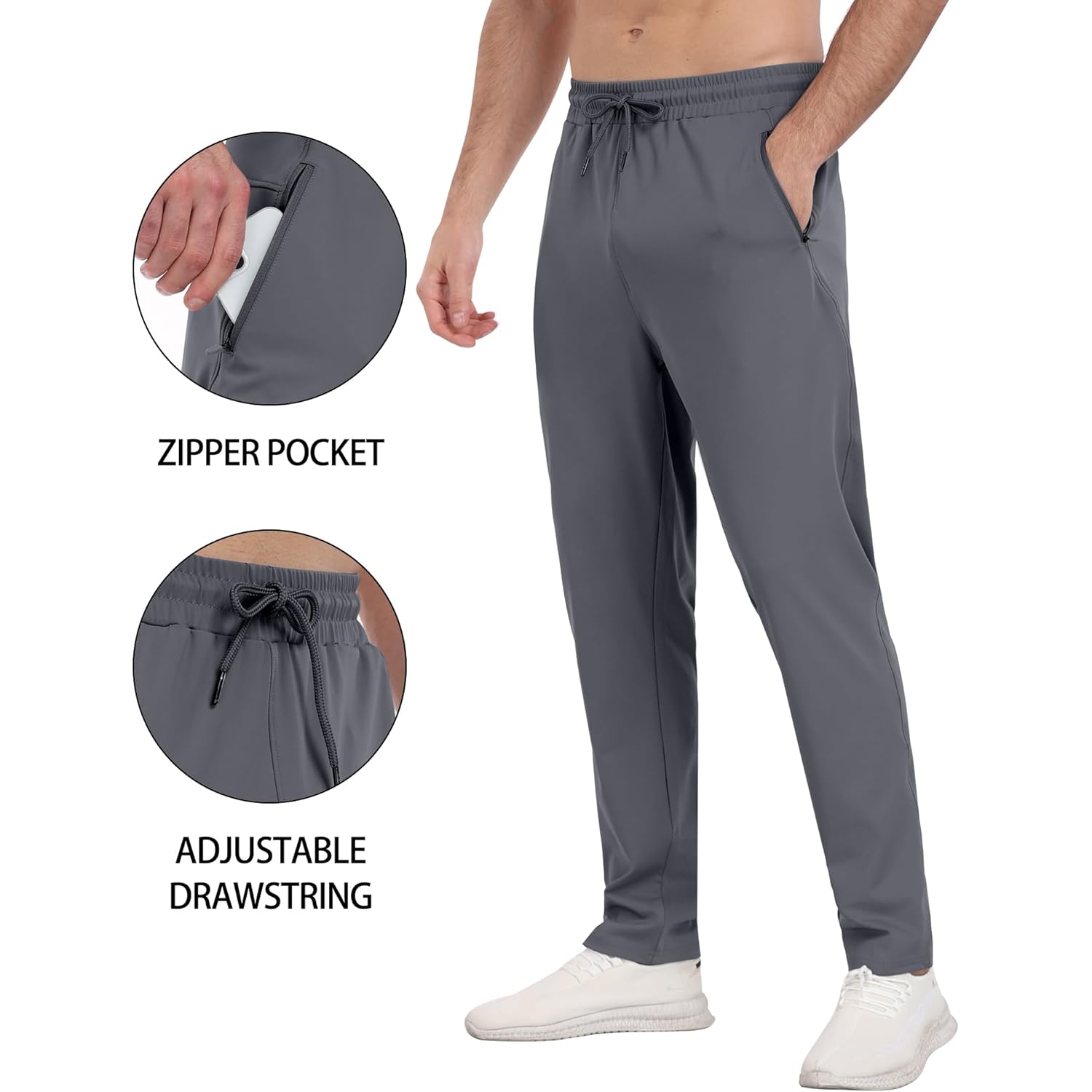 3 Pack Heren Athletic sweatpants with Zipper zakken,Workout - Image 5