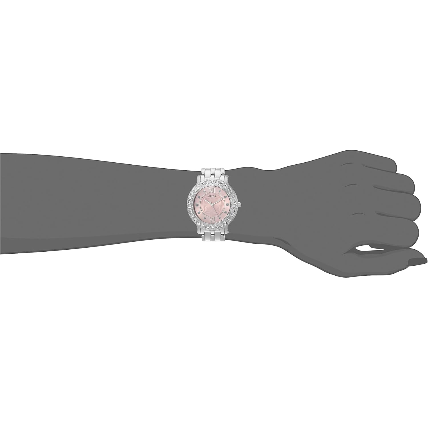 GUESS roestvrij staal + Pink Crystal schakelband horloge. - Image 6