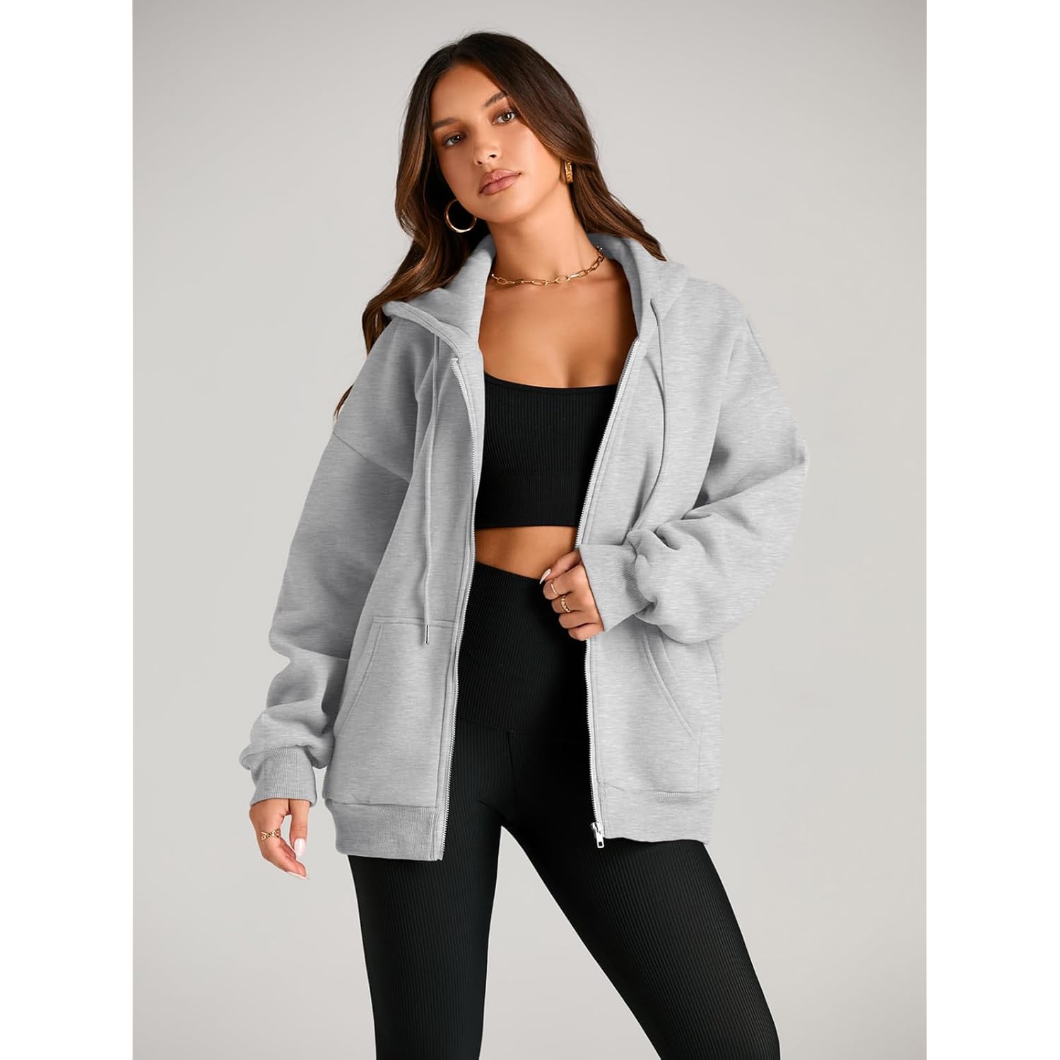 EFAN Dames trekkoord rits Cute hoodie Fall Jacket - Image 3