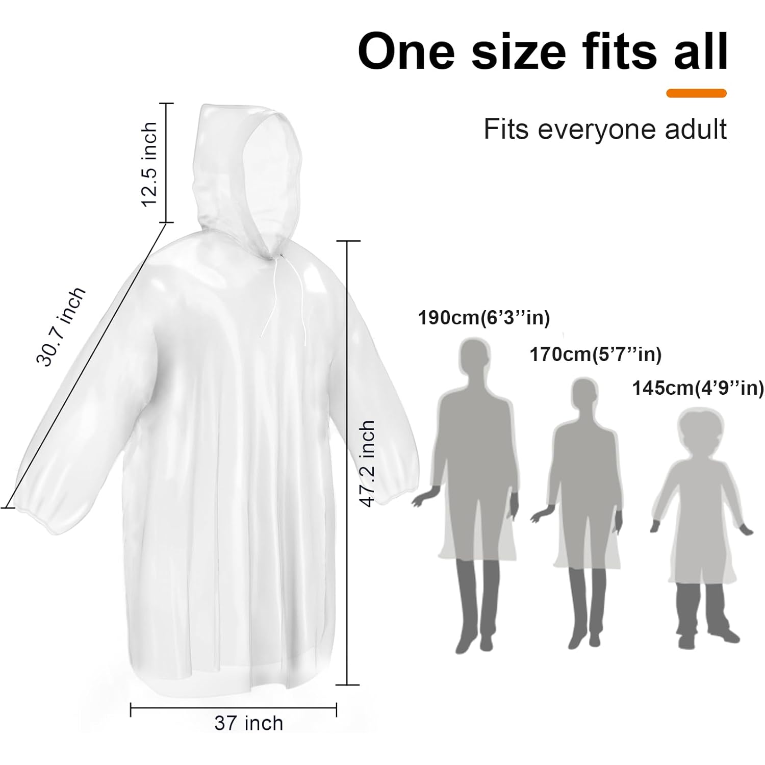 ALBRY Disposable regen Ponchos for Adults with Drawstring - Image 2