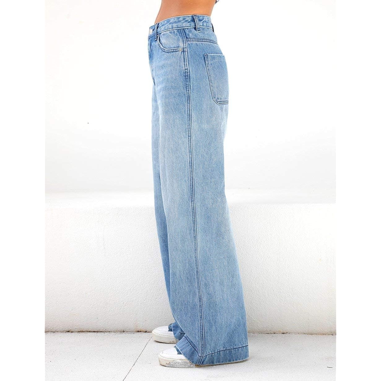 EMMIOL Dames 2025 wide leg jeans Distress Mid - Image 2