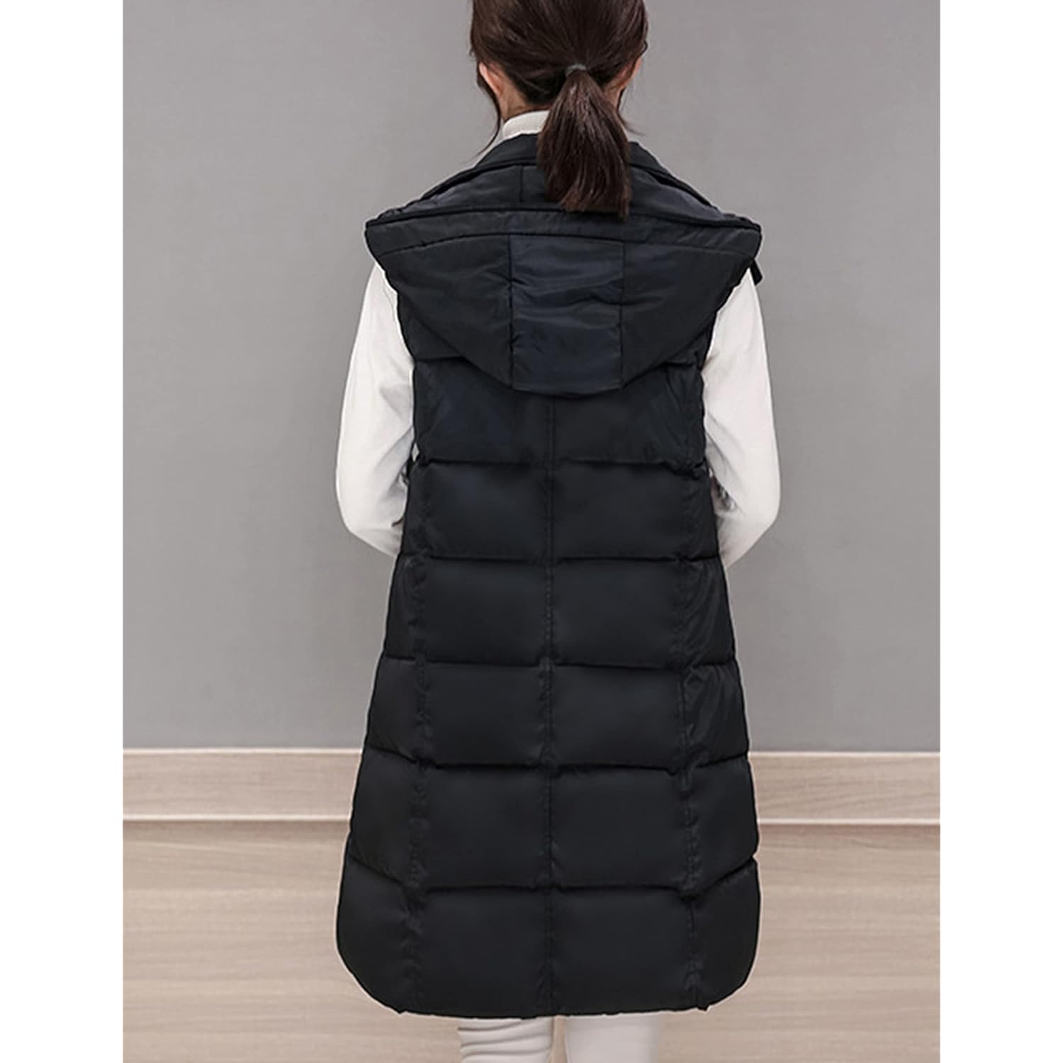 Tanming Dames lang puffer bodywarmer Casual Sleeveless Puffy - Image 4