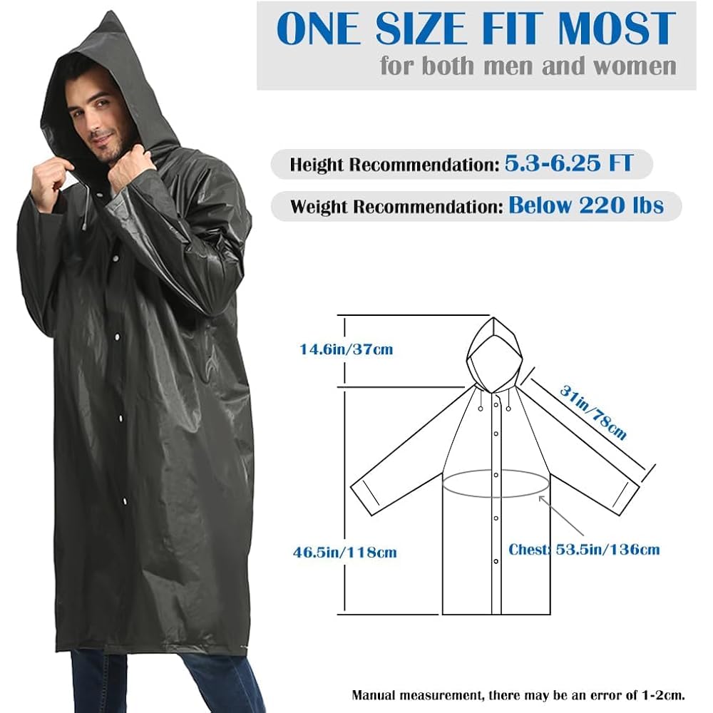 Opret 2 Pack Raincoats for Adults Reusable, EVA - Image 2