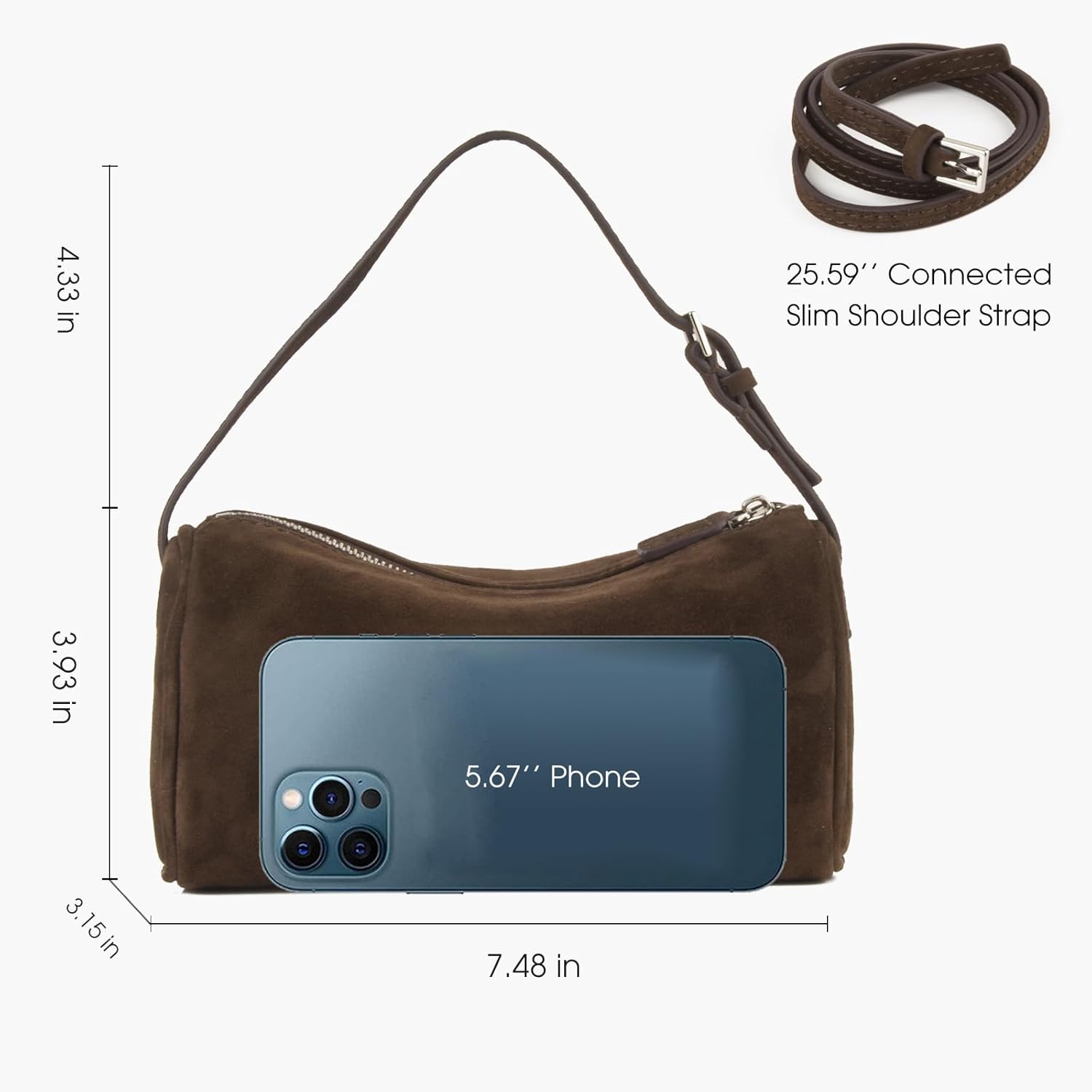 Premium suède leer crossbody Purses for Dames, klein - Image 2