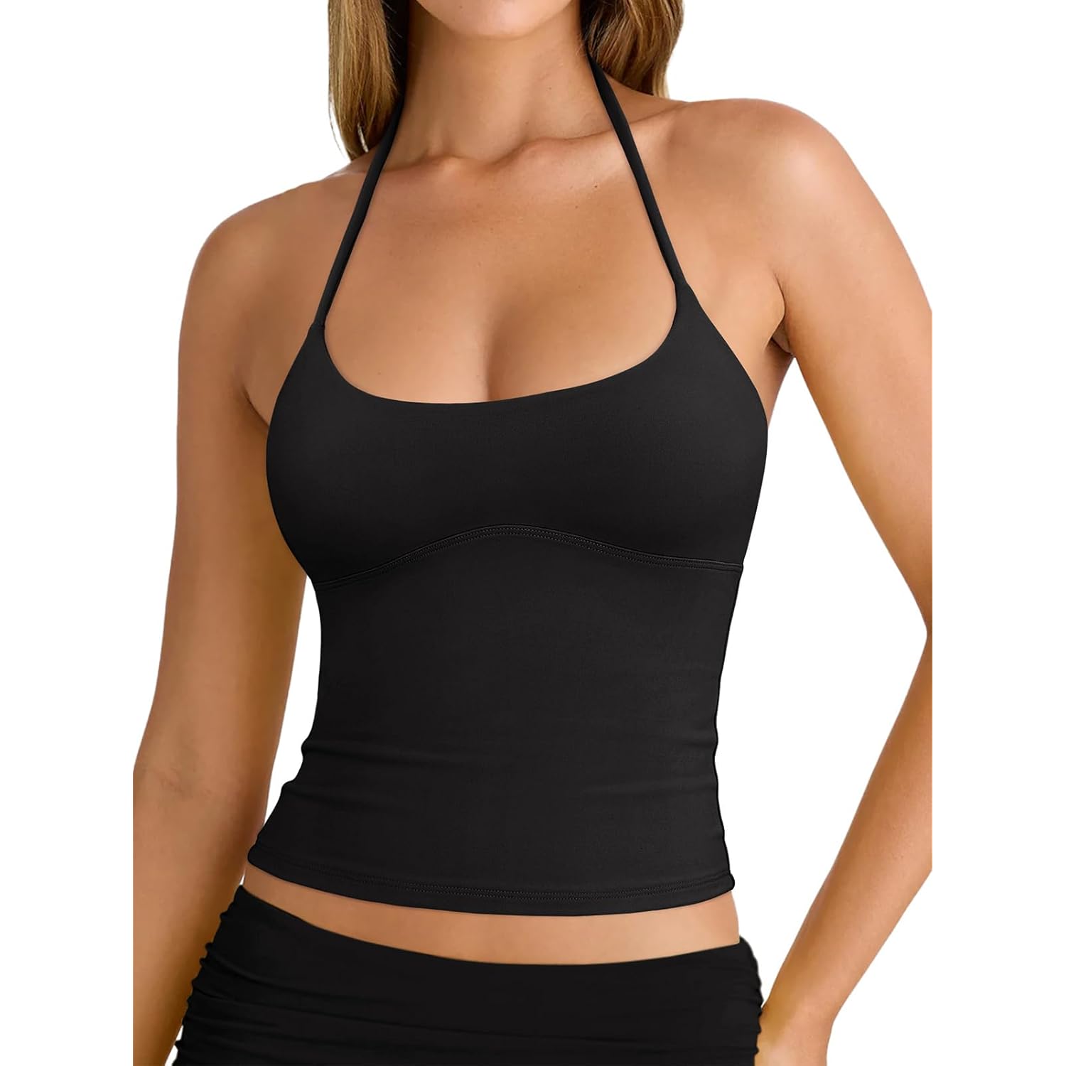 REORIA Dames Sexy Halter Backless Double Lined tanktop