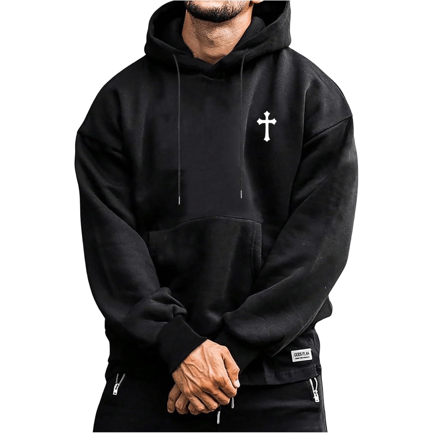 Heren hoodie Hoodies for Heren Graphic Print Drawstring Drop Shoulder Long Sleeve