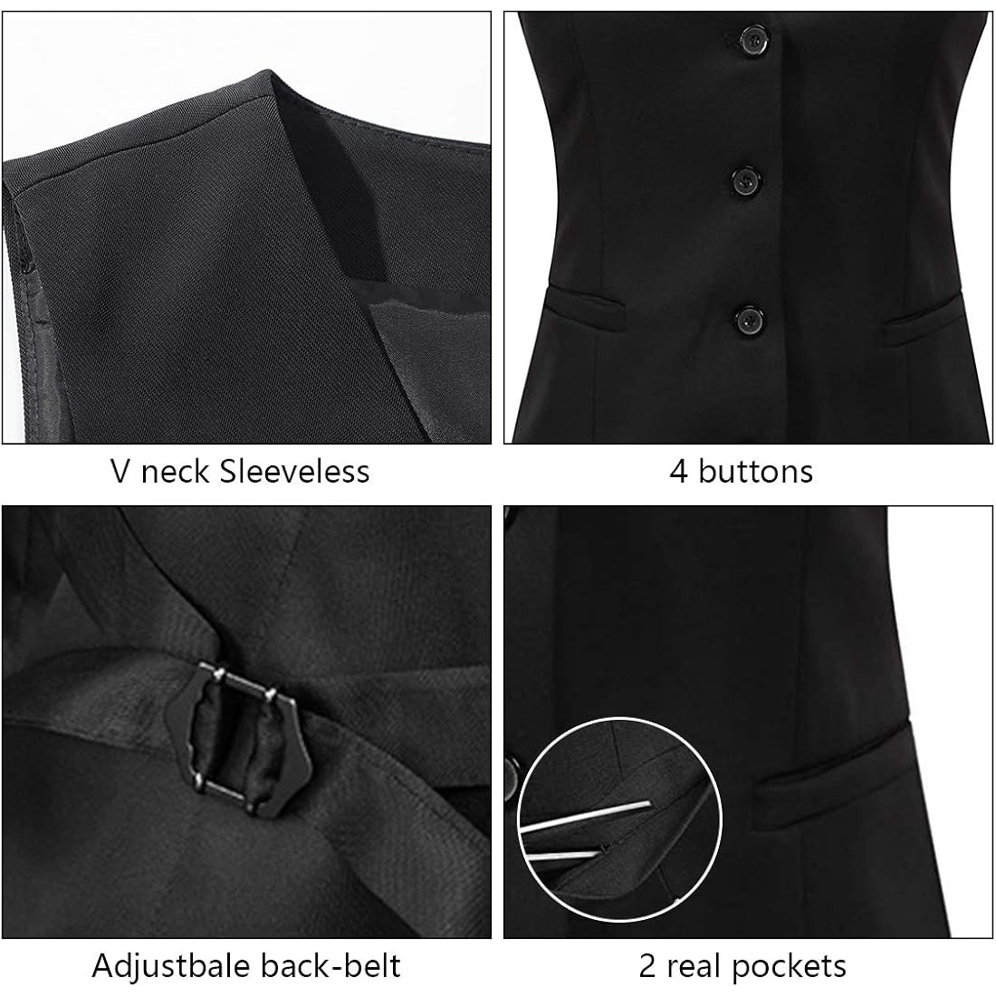 V VOCNI Dames Fully gevoerd 4 knopen V-Neck - Image 2