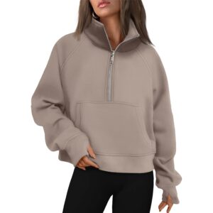 AUTOMET Dames sweatshirt halve rits cropped pullover fleece
