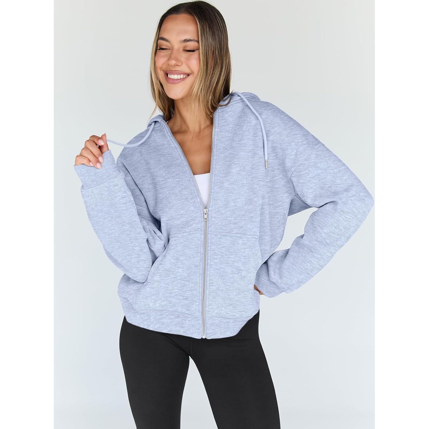 Trendy Queen Dames rits hoodie oversized sweatshirt Fall - Image 2