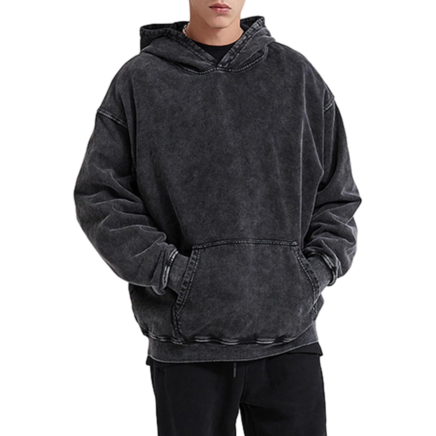 Heren oversized Hoodie Heren Vintage Cotton Casual Hooded sweatshirt Trendy Baggy basic - Image 4