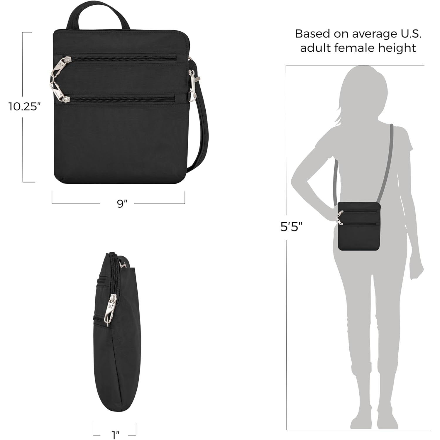 Travelon Anti-theft Classic Slim Double rits crossbody - Image 4