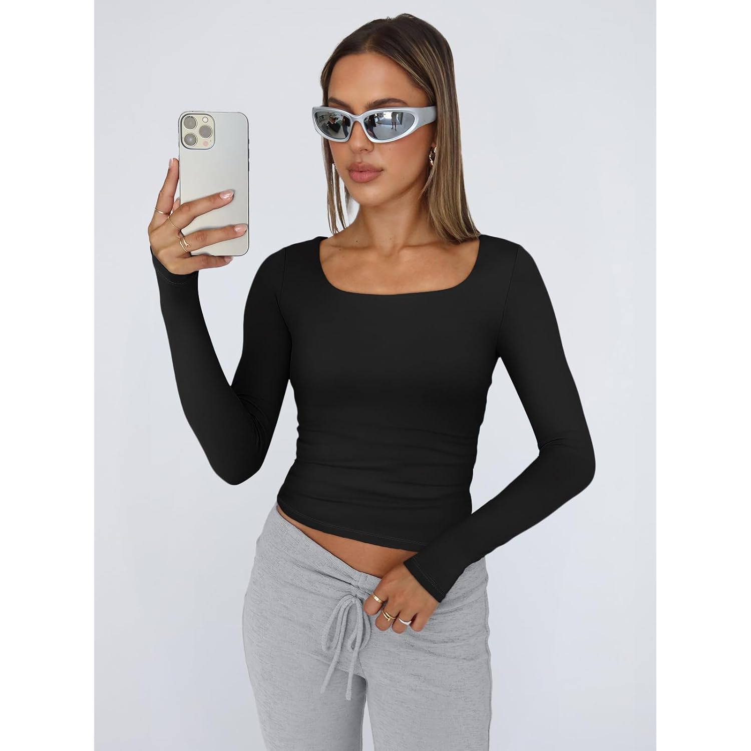 Trendy Queen Dames lange mouw shirt Crop top - Image 2