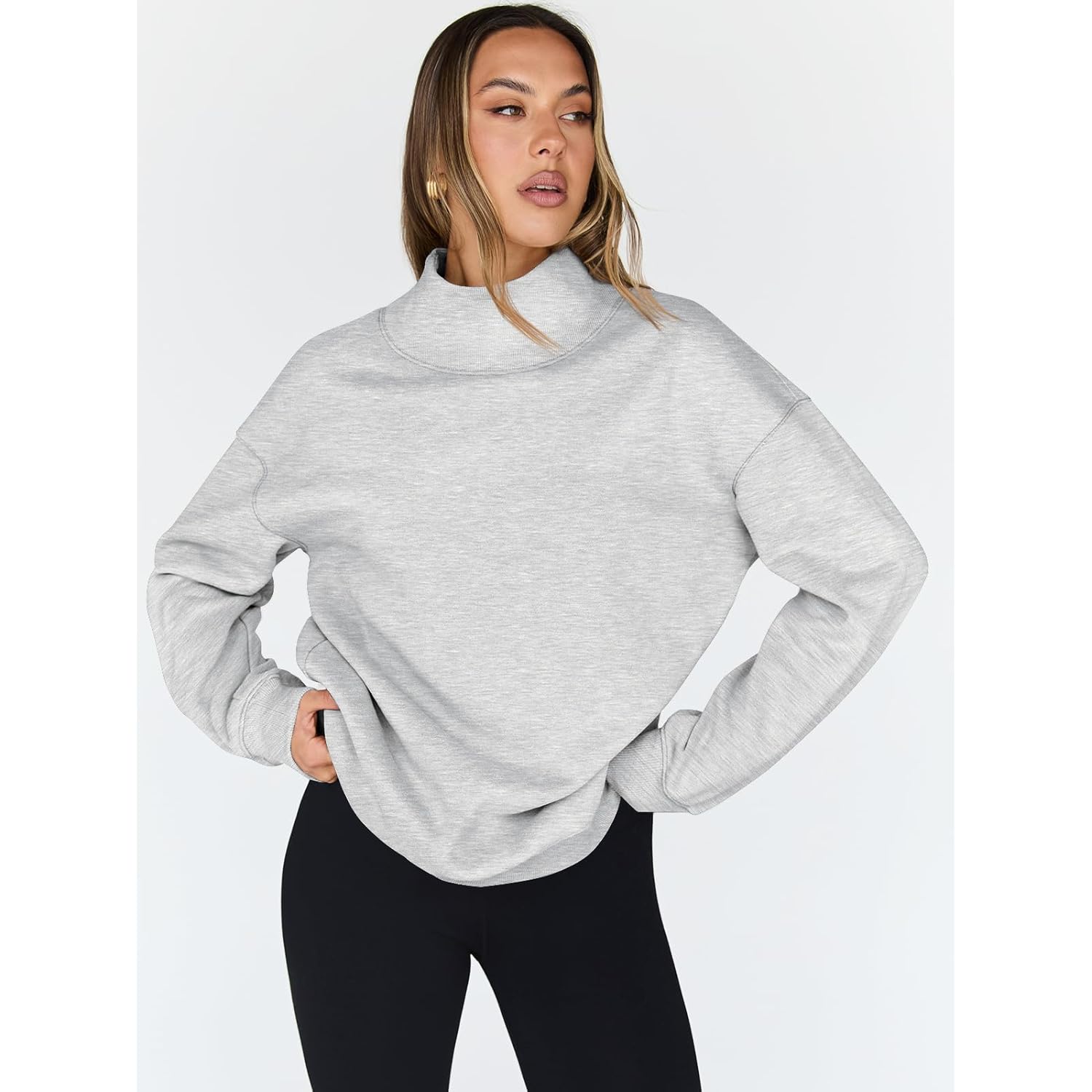 Trendy Queen Dames oversized sweatshirt Turtleneck pullover Long - Image 2