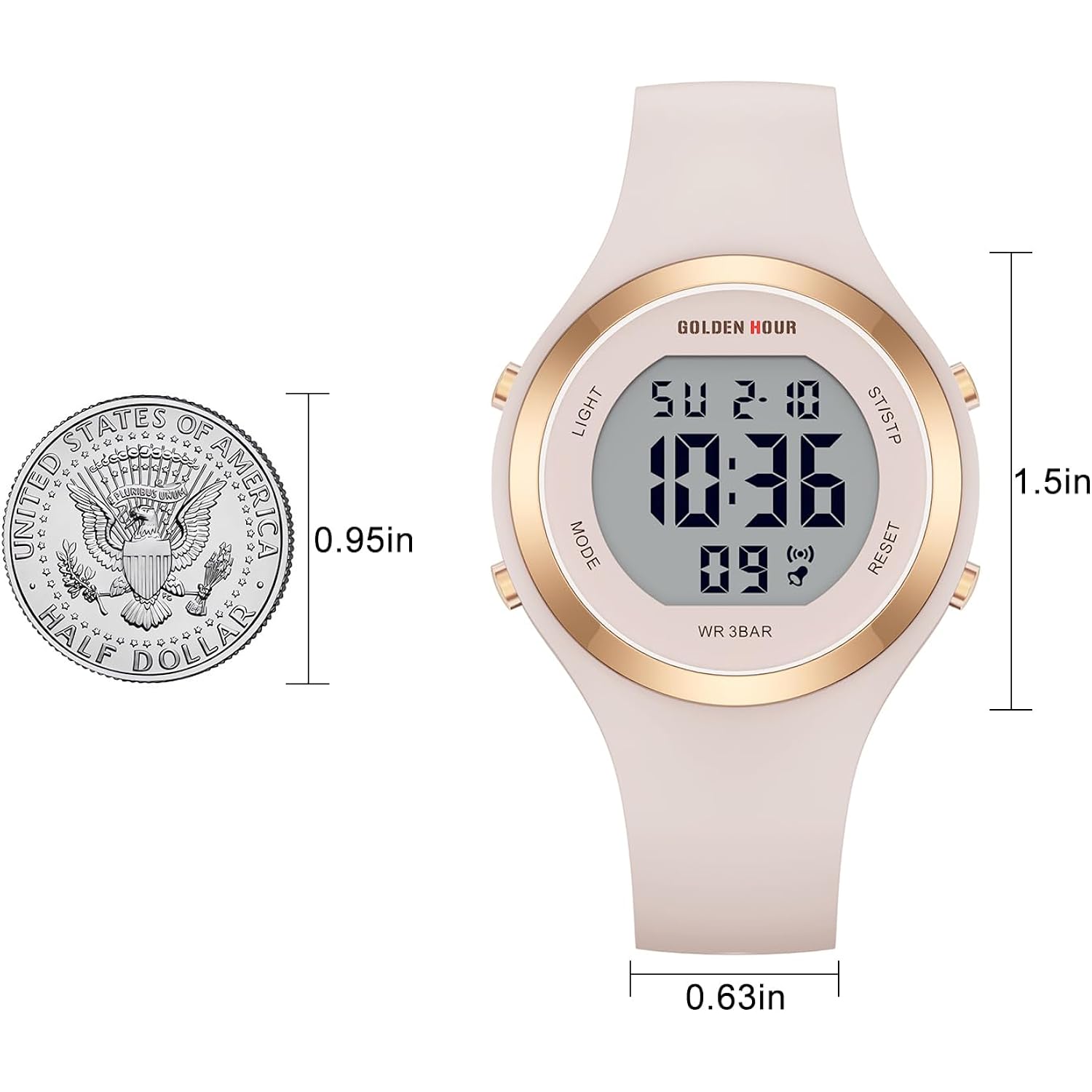 GOLDEN HOUR waterdicht Sport Dames digitaal chronograaf siliconen - Image 5